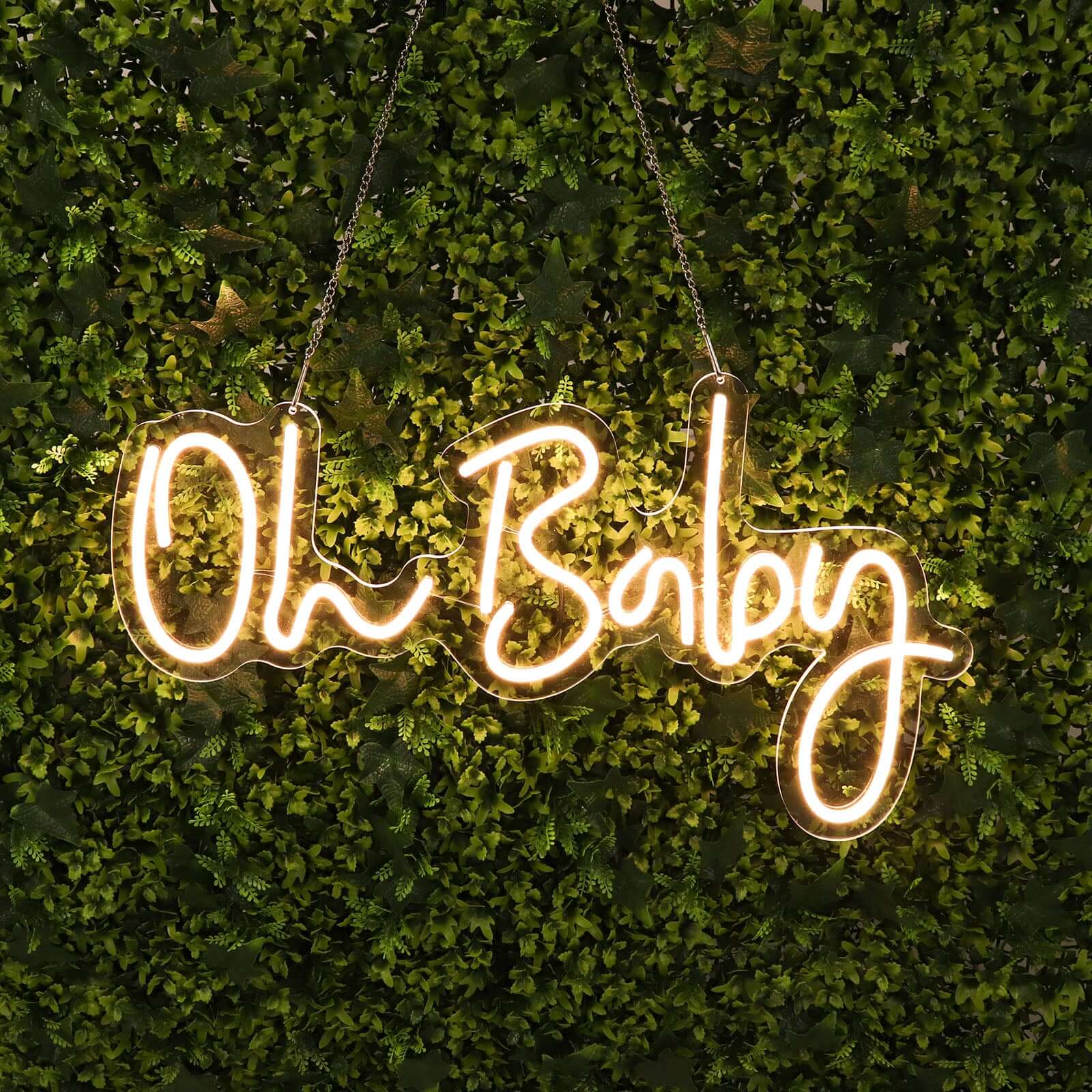 26 Oh Baby Neon Light Sign, LED Reusable Wall Décor Lights With 5ft Hanging Chain