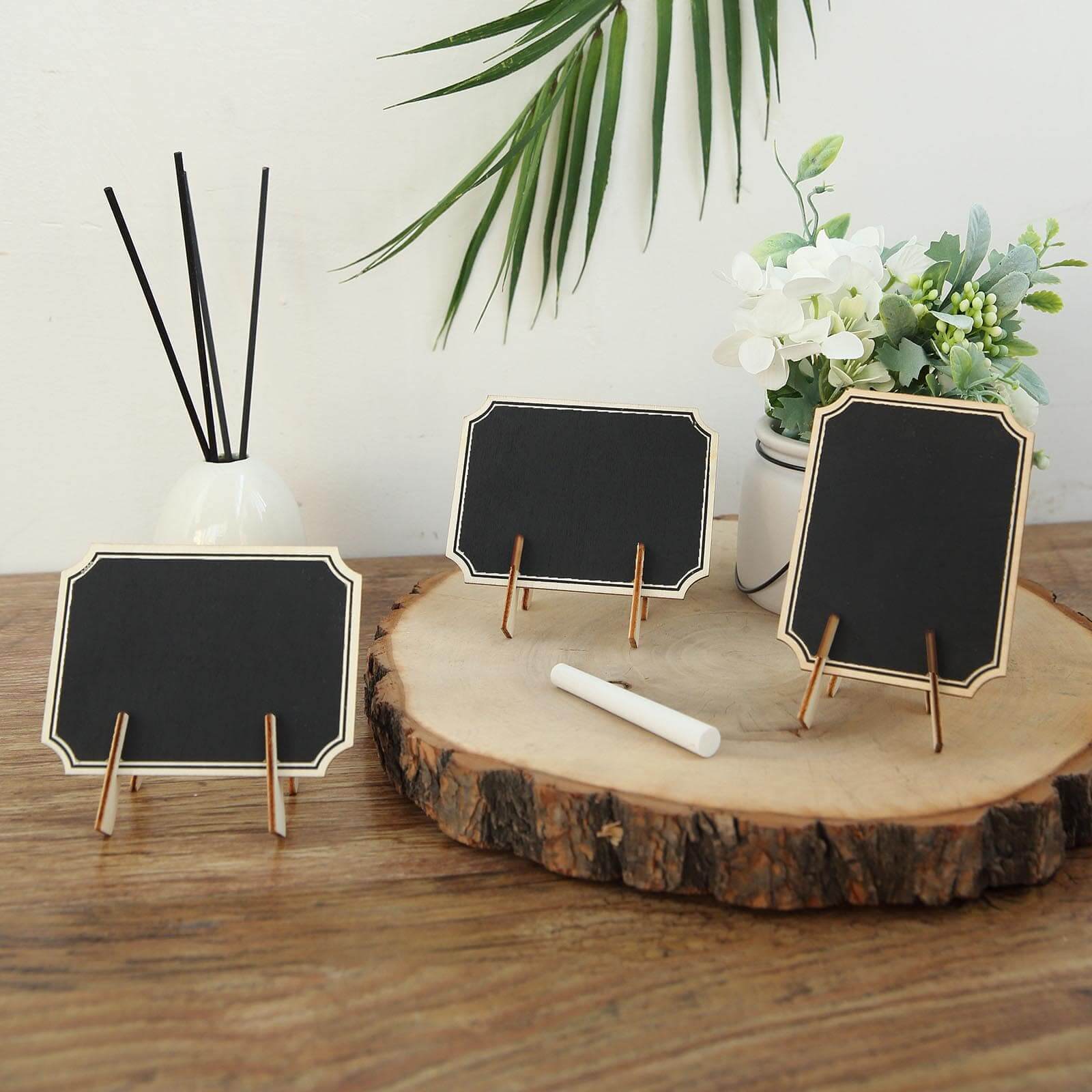 10-Pack Mini Wooden Chalkboard Signs Table Design with Removable Stands - Perfect for Events and Craft Displays 3x4