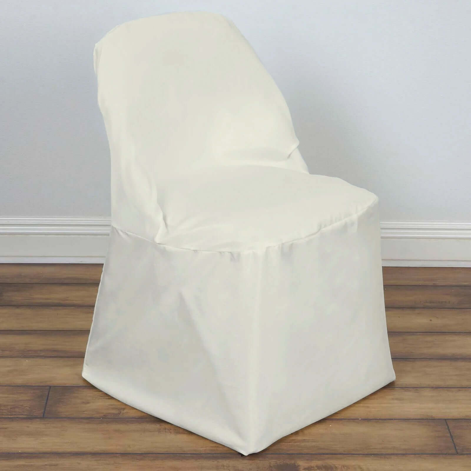 10 Pack Polyester Chair Covers for Folding Chairs Ivory - Wrinkle-Free Stain-Resistant Slip-On Slipcovers