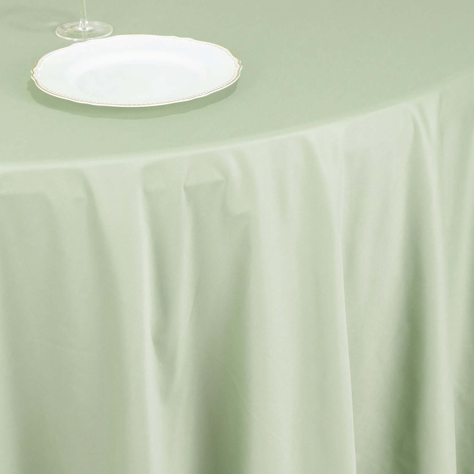 Premium Scuba Round 120 Tablecloth Sage Green - Wrinkle Free & Stain Resistant Seamless Table Cover
