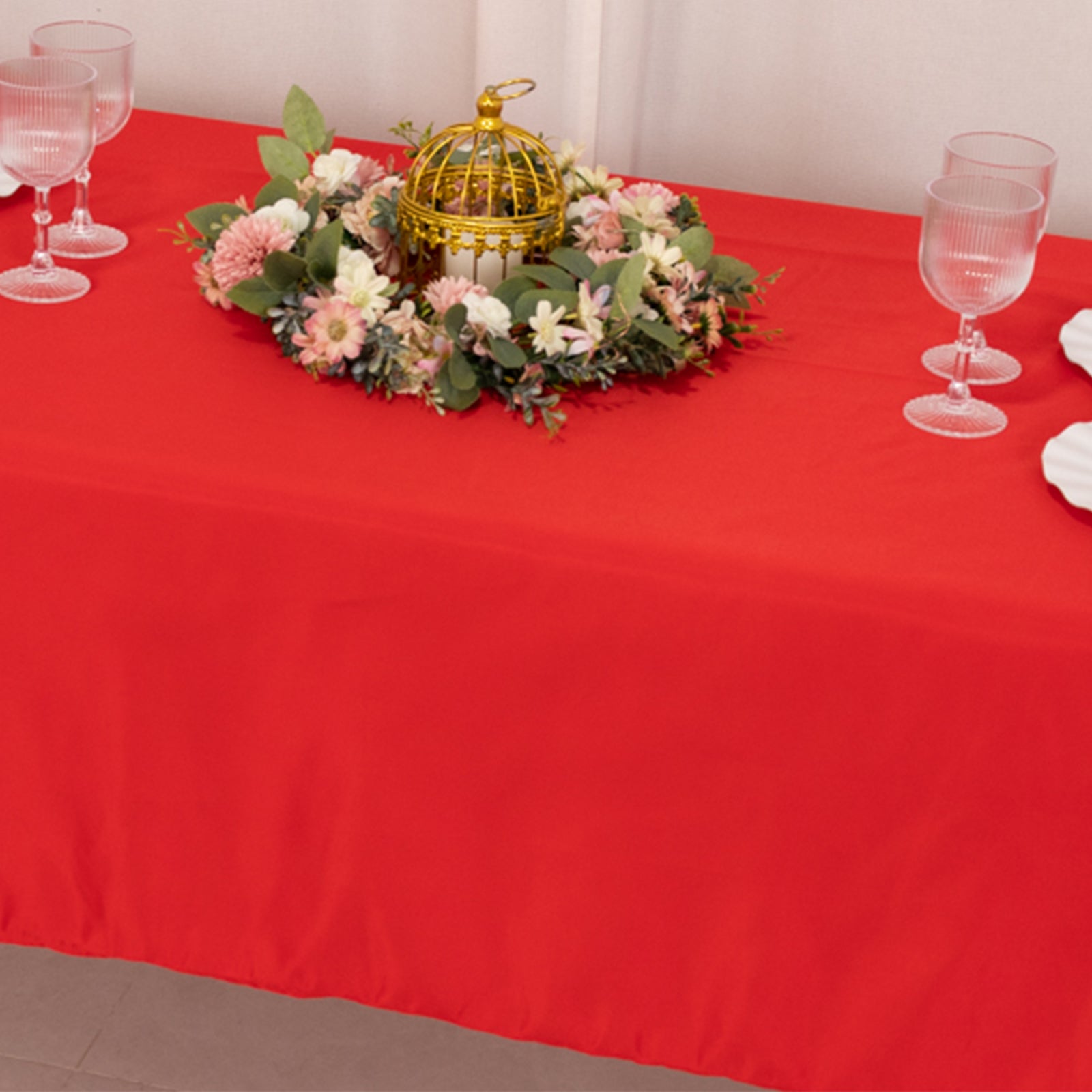 Lamour Satin 60x102 Rectangle Tablecloth Red - Durable & Silky Soft Feel Table Cover