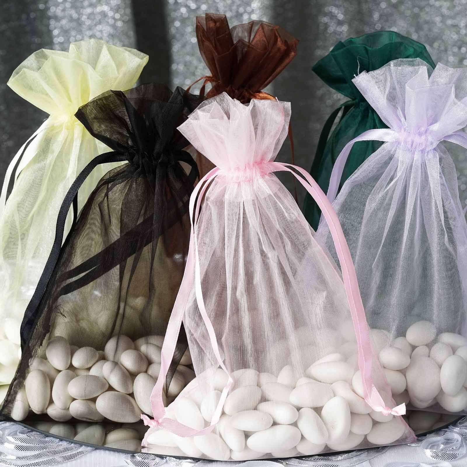 10 Pack 6x9 Silver Organza Drawstring Wedding Party Favor Gift Bag