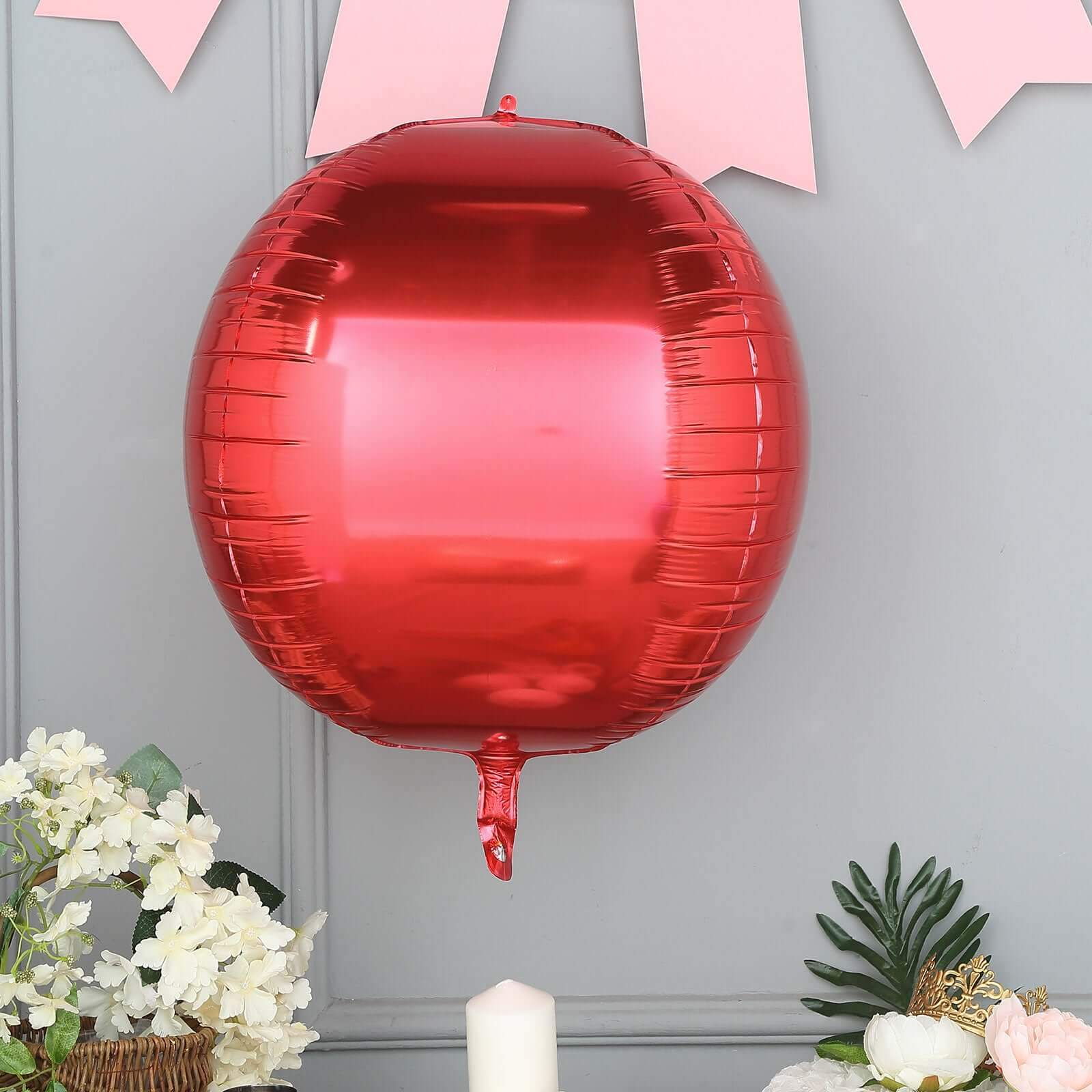 2 Pack 18 4D Metallic Red Sphere Mylar Foil Helium or Air Balloons