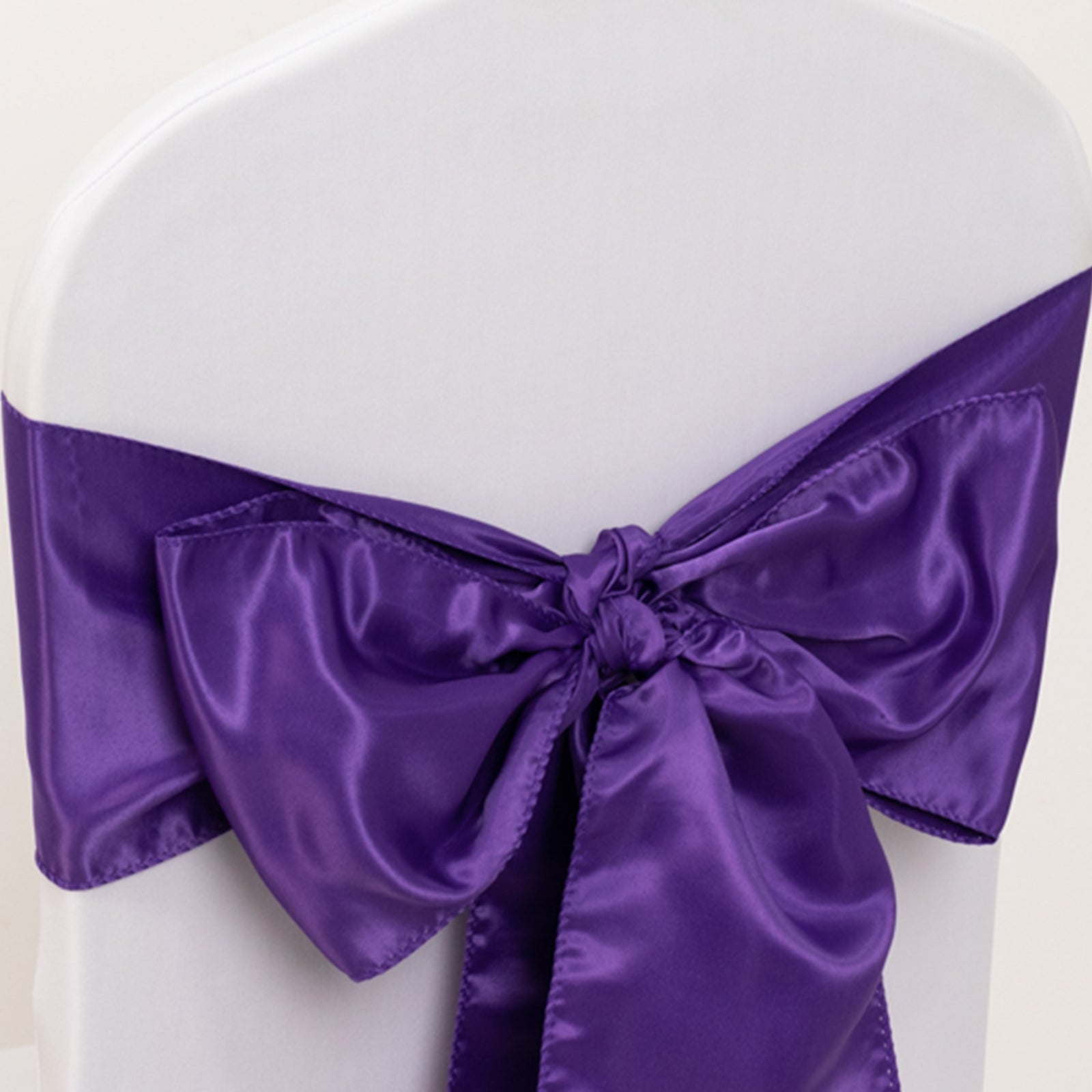 5 Pack Lamour Satin 6x106 Chair Sashes Purple - Stylish Reusable Decorative Bows