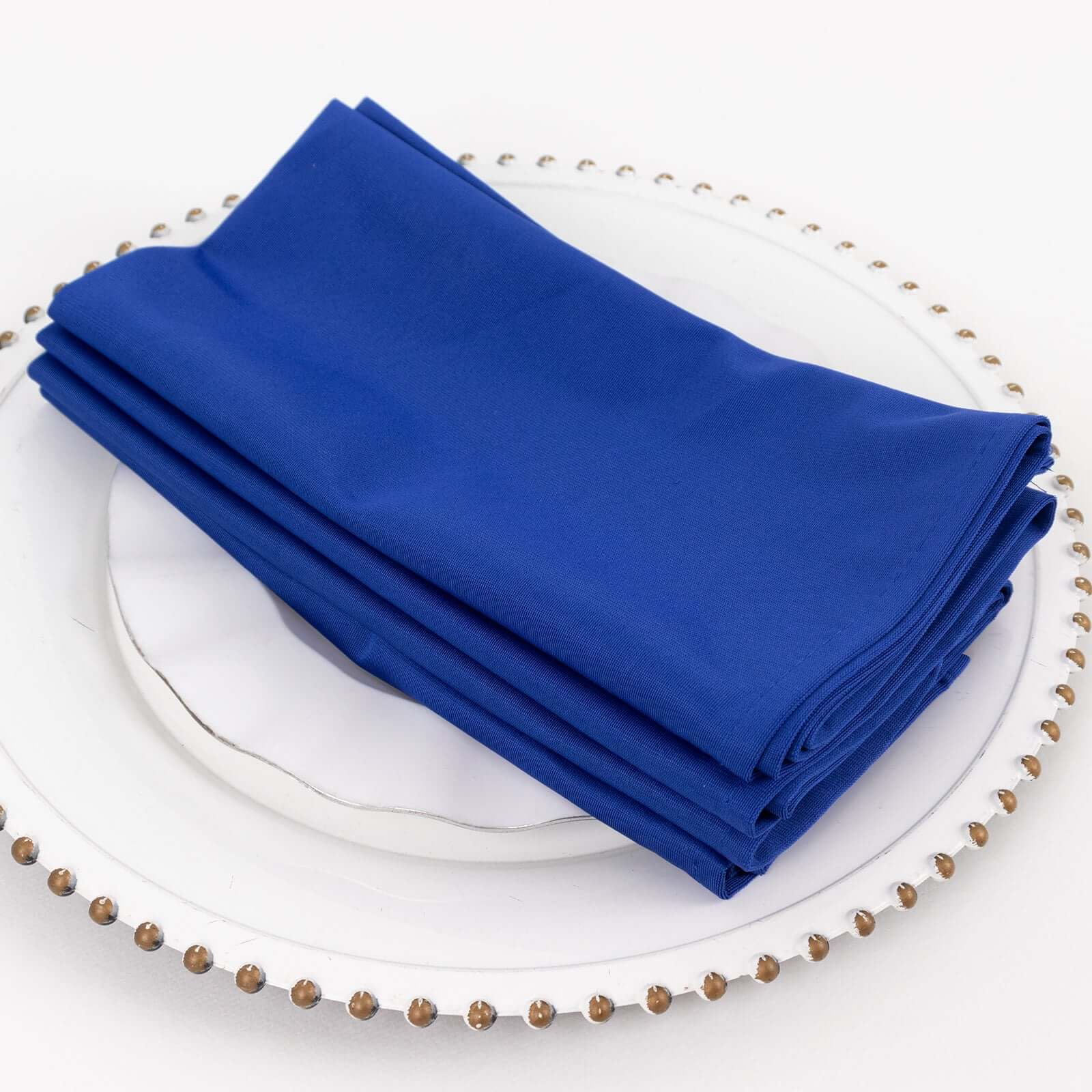 5 Pack Premium Scuba 20x20 Napkins Royal Blue - Durable & Reusable Dinner Napkins