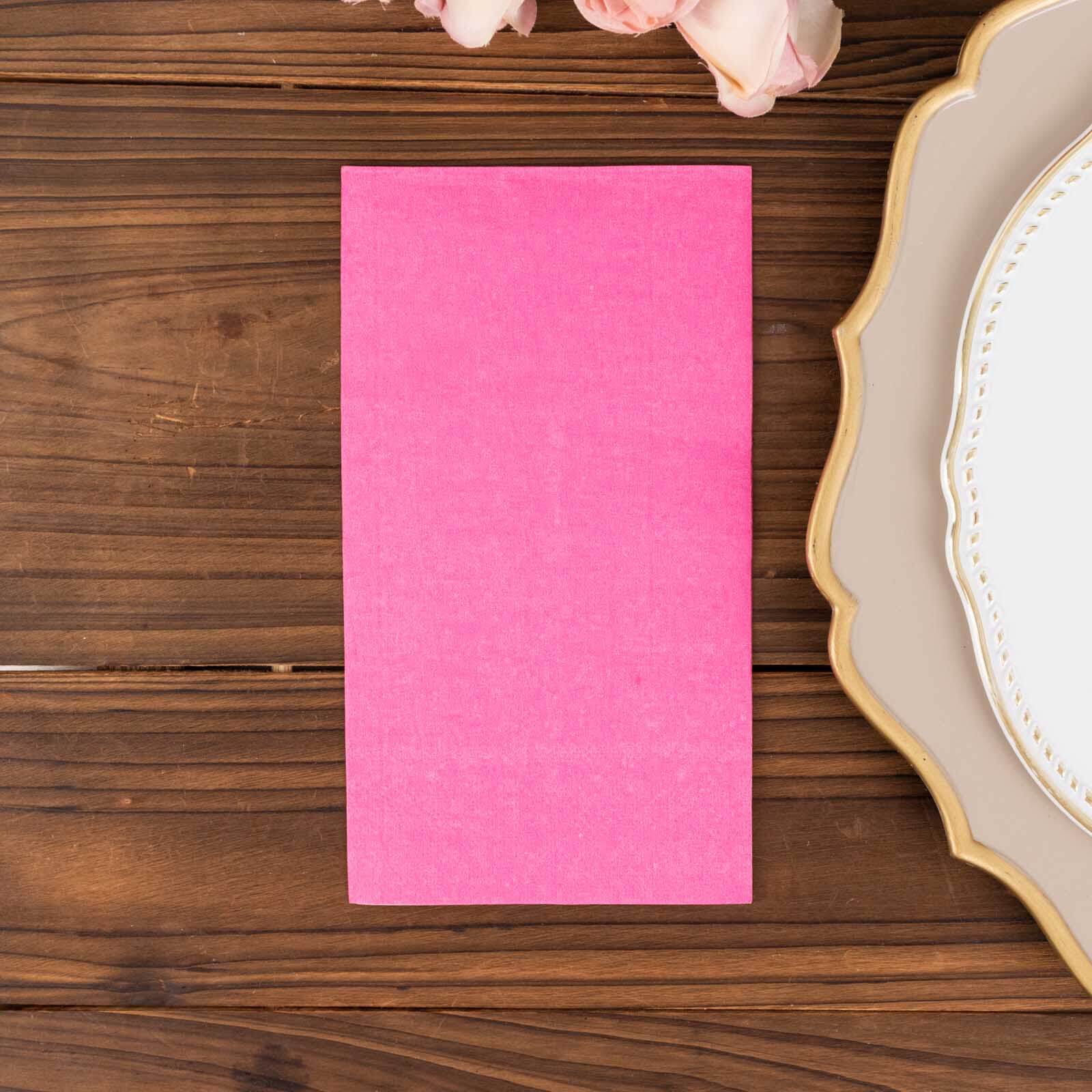 50-Pack Paper Napkins Soft Fuchsia - Disposable 2-Ply Cocktail and Beverage Napkins for Weddings