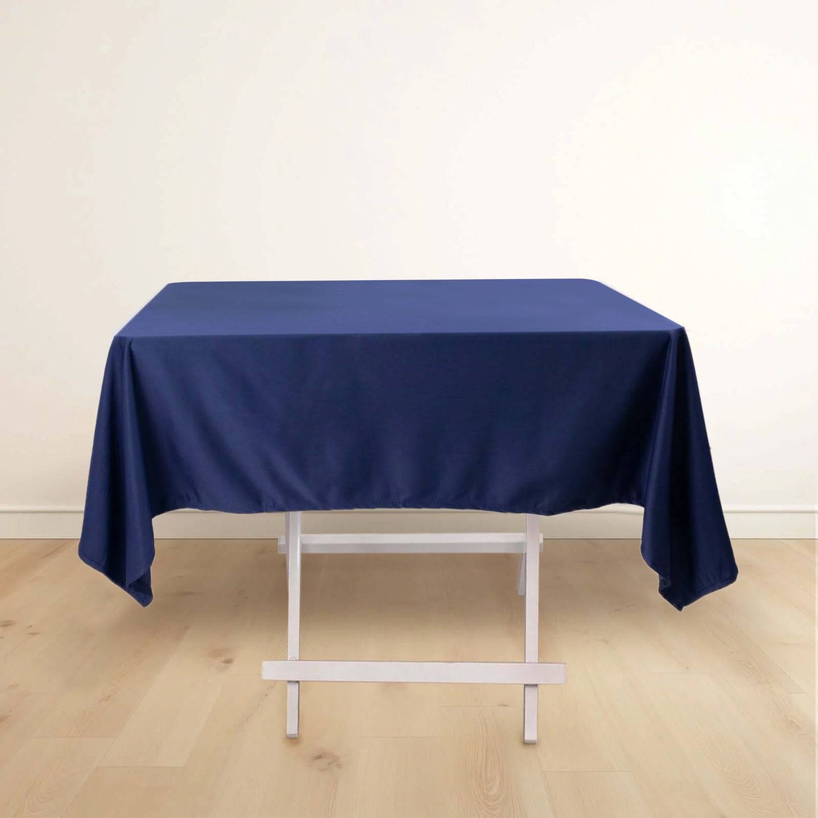 Premium Scuba Square 54x54 Tablecloth Navy Blue - Wrinkle Free & Stain Resistant Table Cover