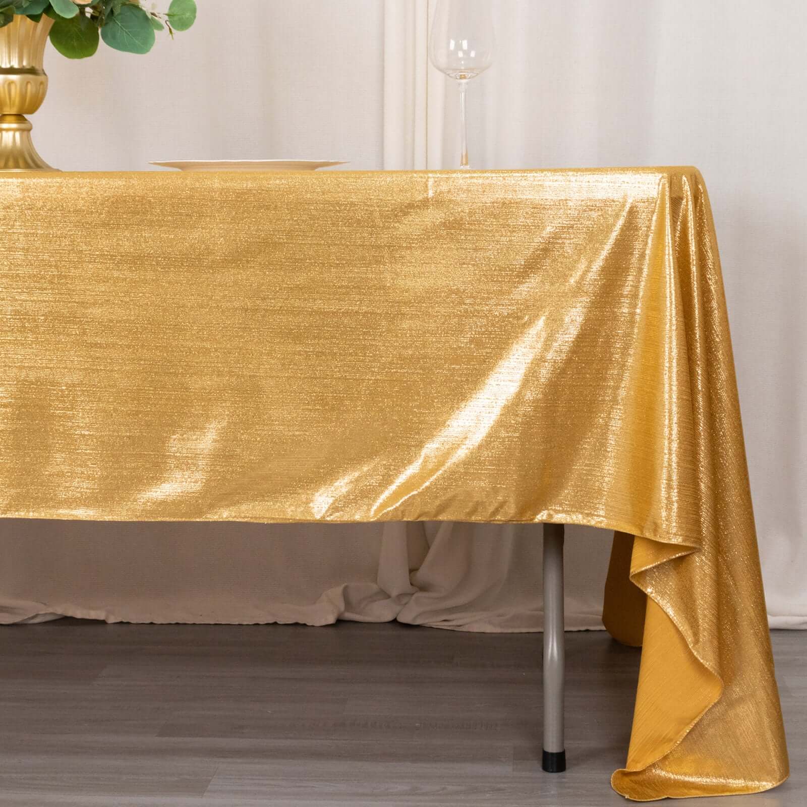 Sequin Dots Polyester 60x126 Rectangle Tablecloth Shimmering Gold - Wrinkle Free & Sparkling Table Cover for Stylish Event Decor