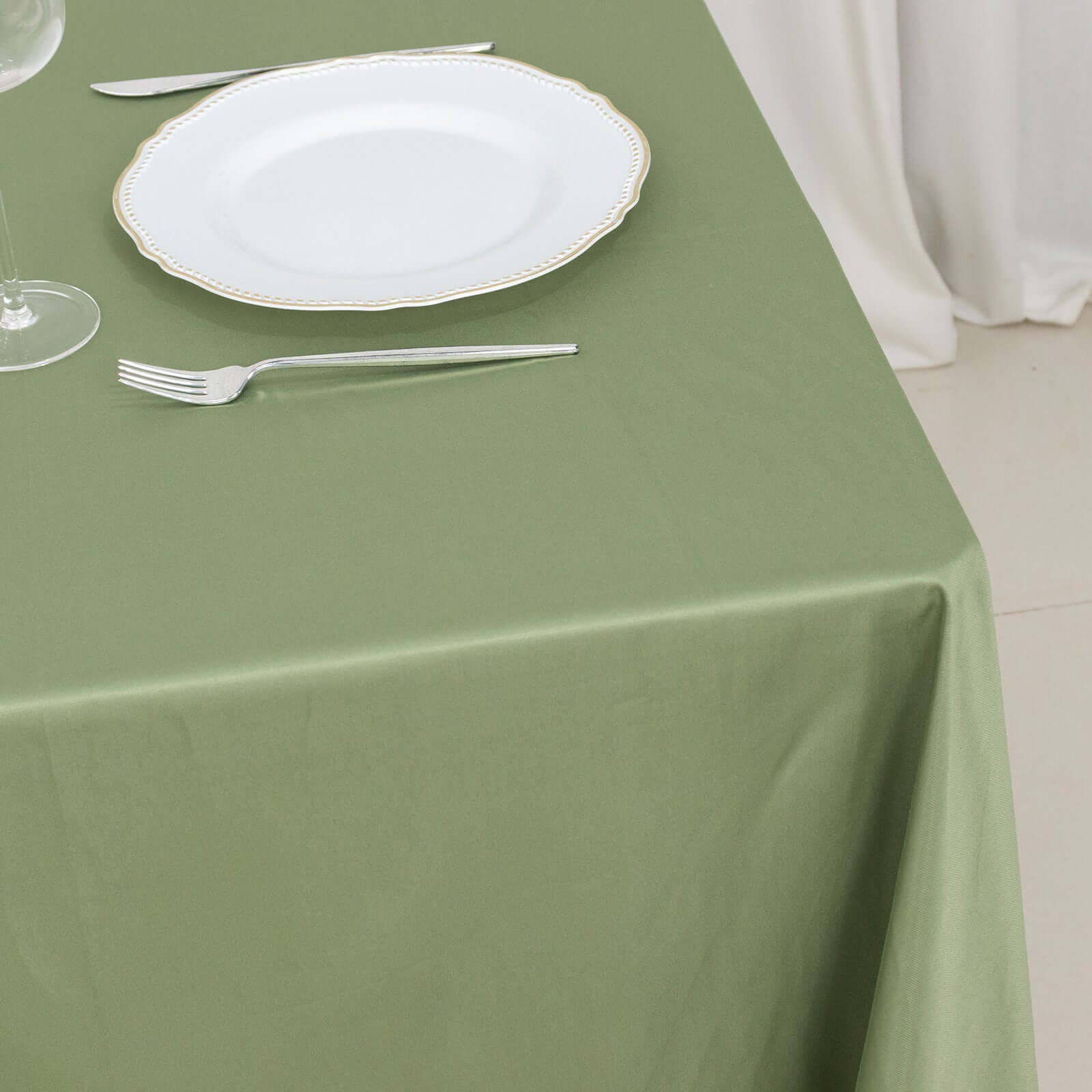 Premium Scuba Square 70x70 Tablecloth Dusty Sage Green - Wrinkle Free & Stain Resistant Table Cover