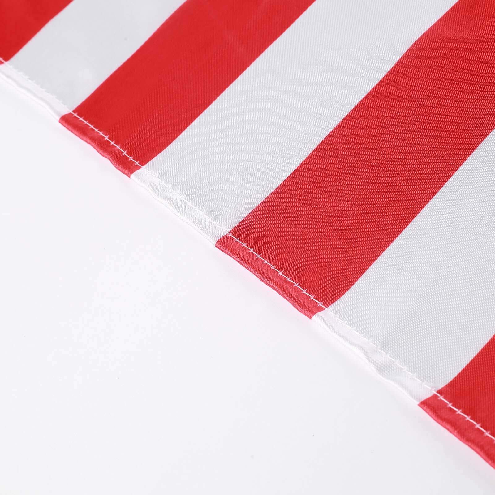 5 Pack Satin 20x20 Napkins Red/White - Striped Reusable Dinner Napkins