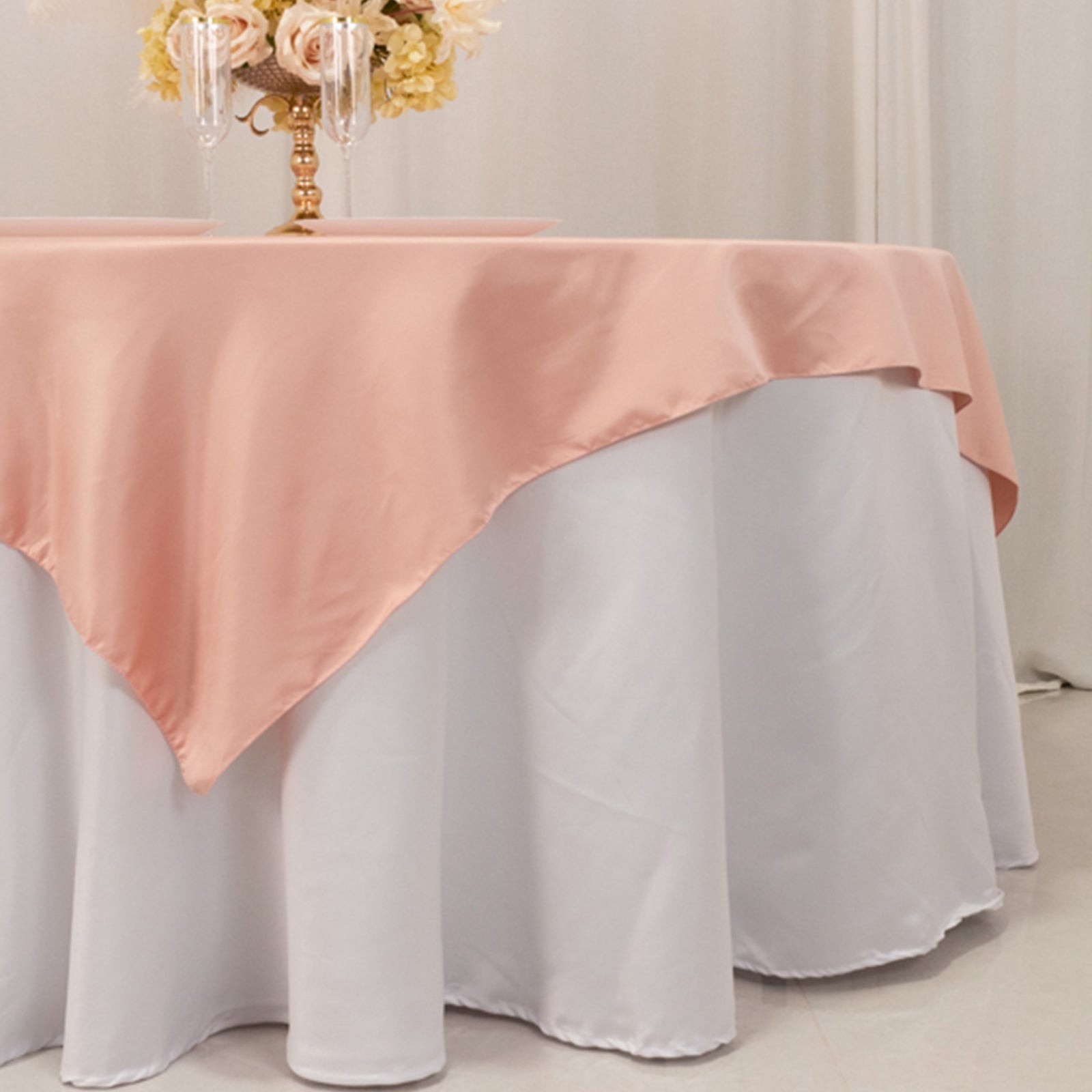 Lamour Satin 72x72 Table Overlay Square Tablecloth Dusty Rose - Smooth Finish Table Topper