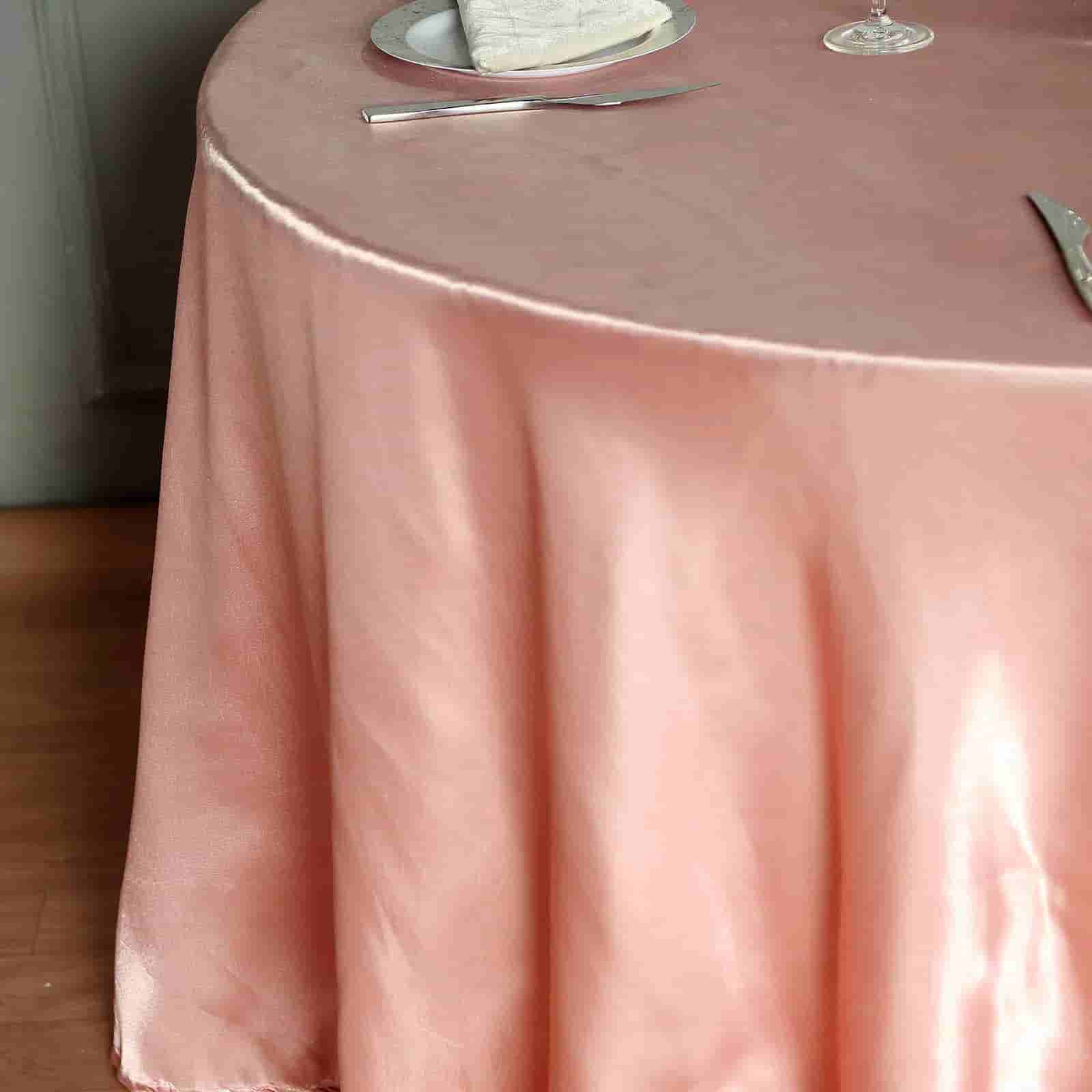 Satin 120 Round Tablecloth Dusty Rose - Stylish Seamless Table Cover