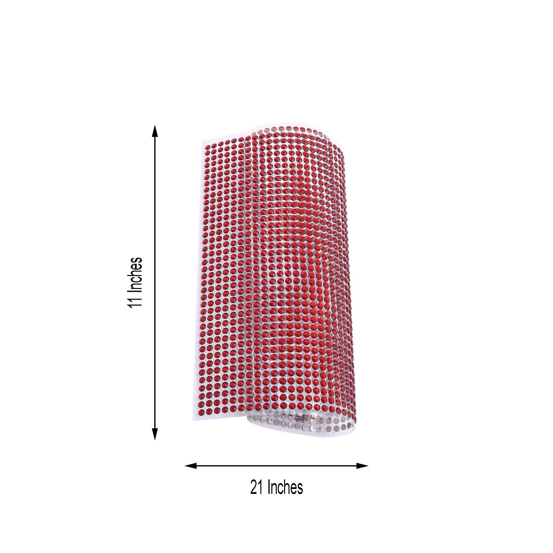 21”x11 Red Self Adhesive Rhinestone Diamond Sticker Wrap Sheets, DIY Craft Gem Stickers