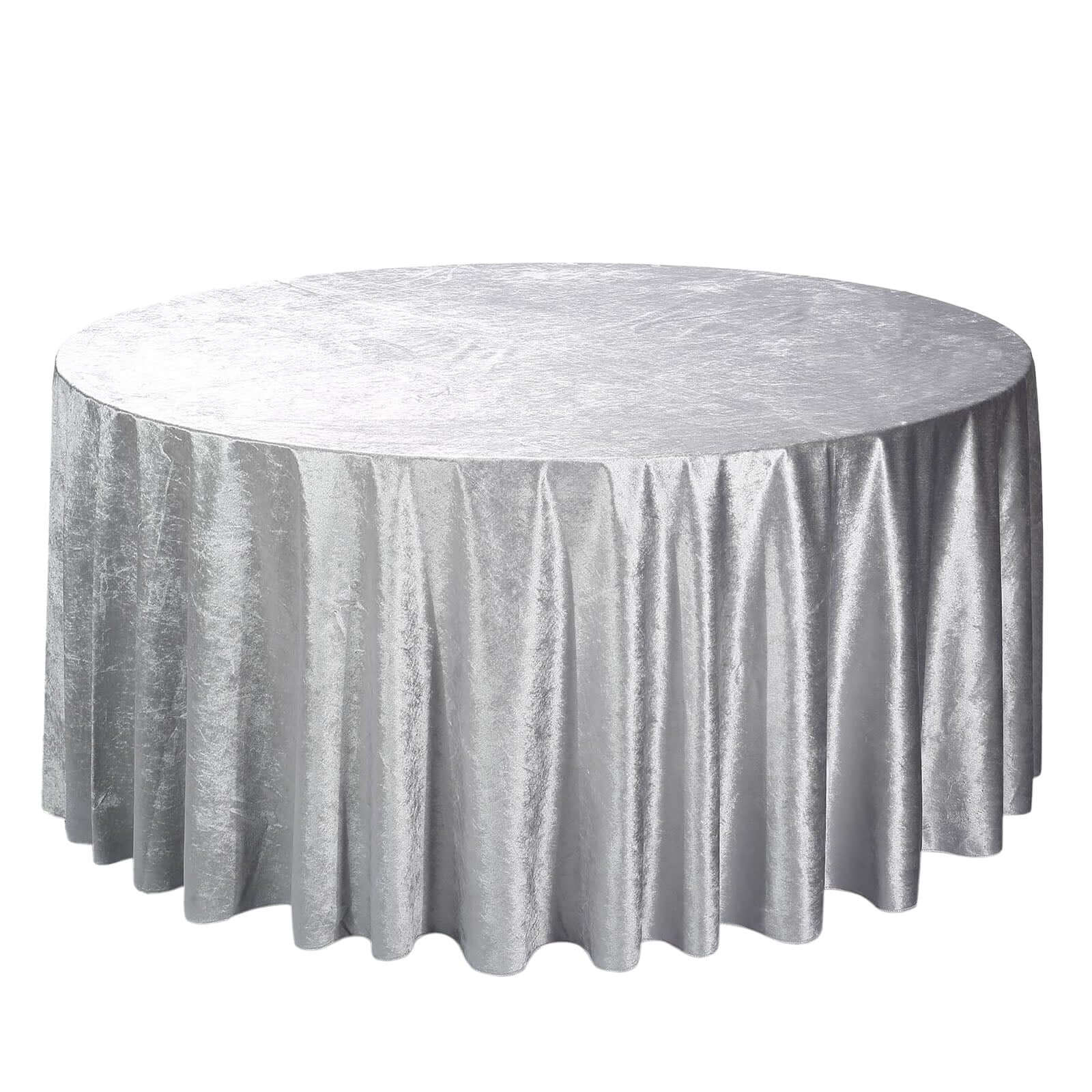 Premium Velvet 120 Round Tablecloth Silver - Reusable Soft & Seamless Table Cover