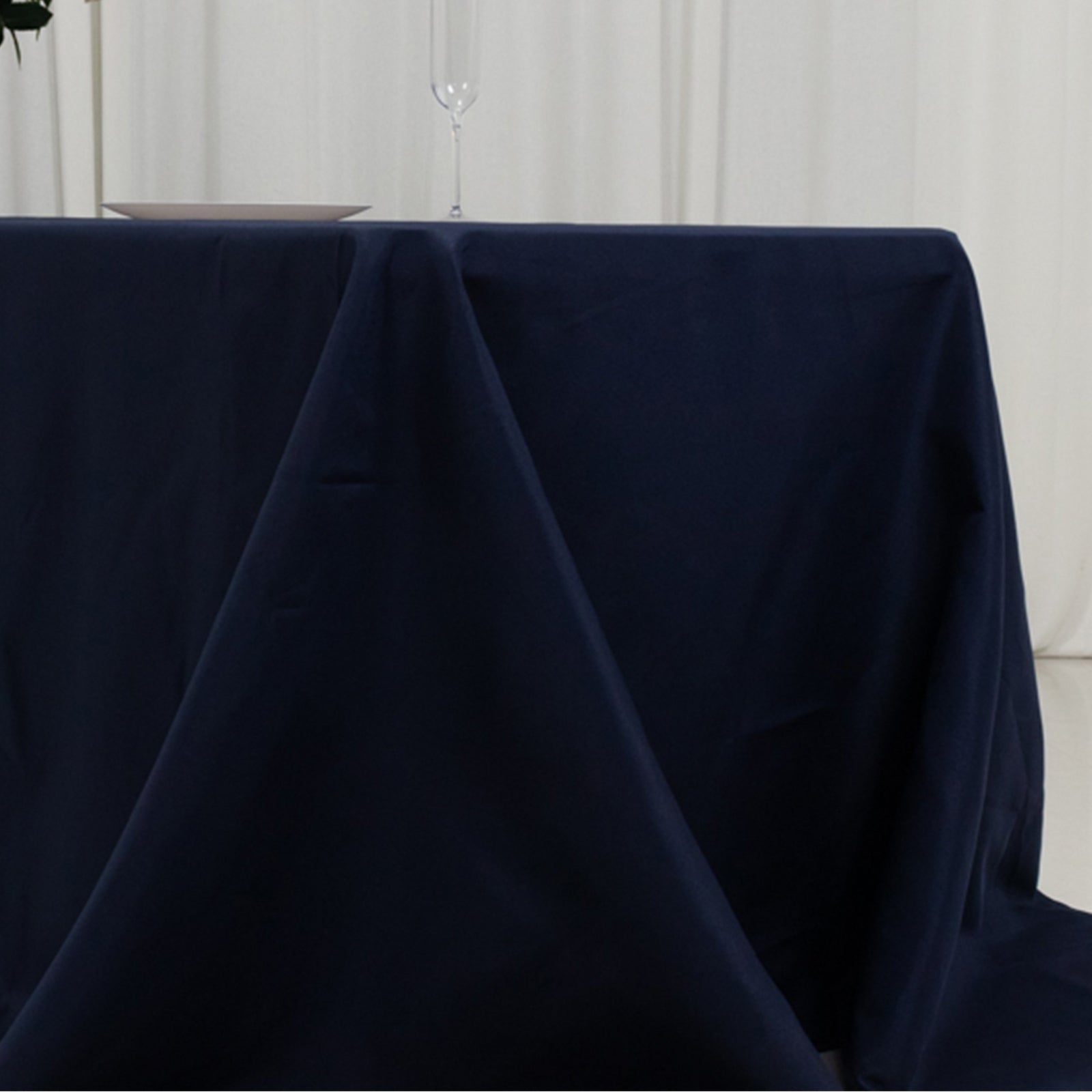 Fire Retardant Premium Polyester 90x156 Rectangular Tablecloth Navy Blue - High-Performance Seamless Table Cover