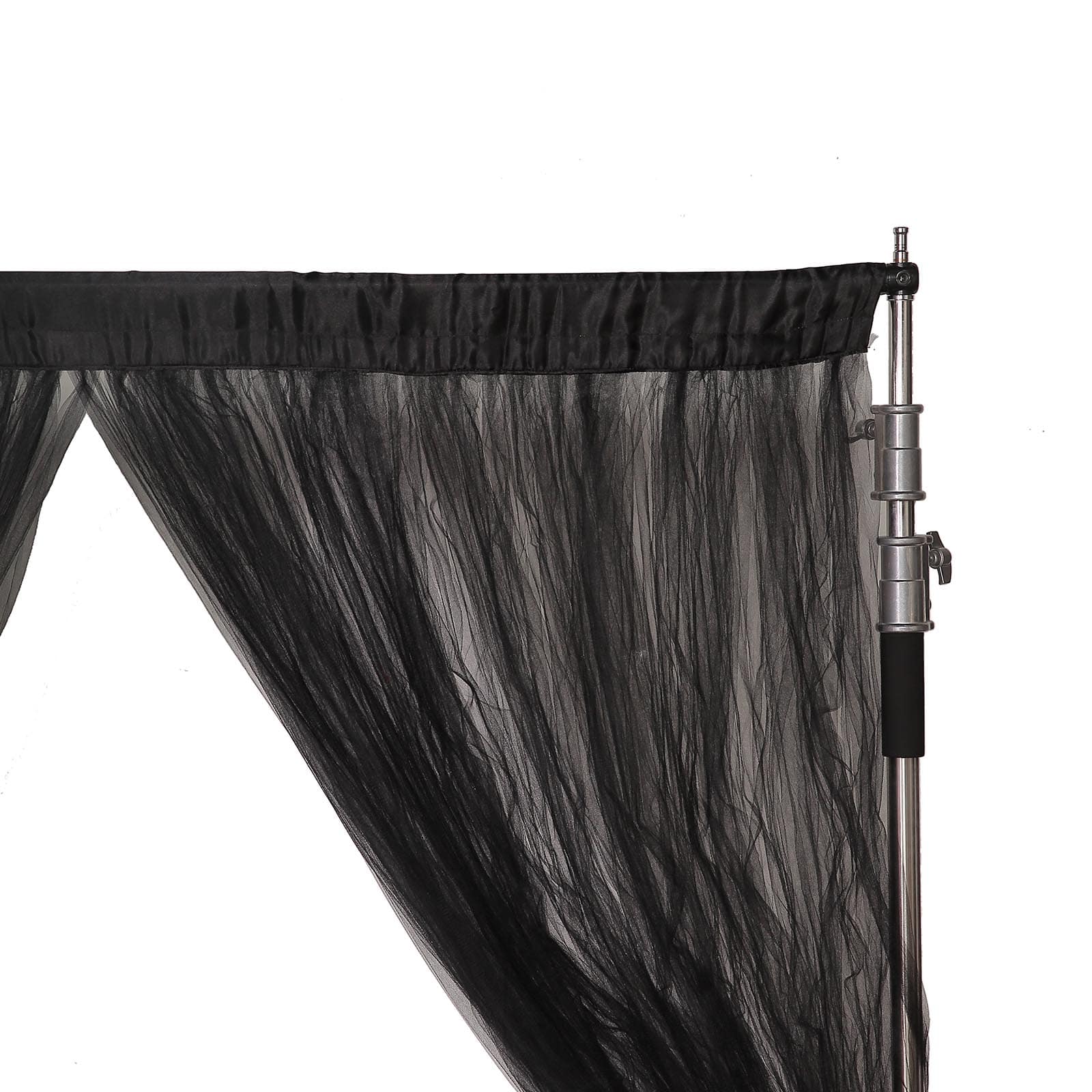 5ftx10ft Black Dual Sided Sheer Tulle Event Curtain Drapes With Satin Header, Rod Ready Backdrop Event Panel