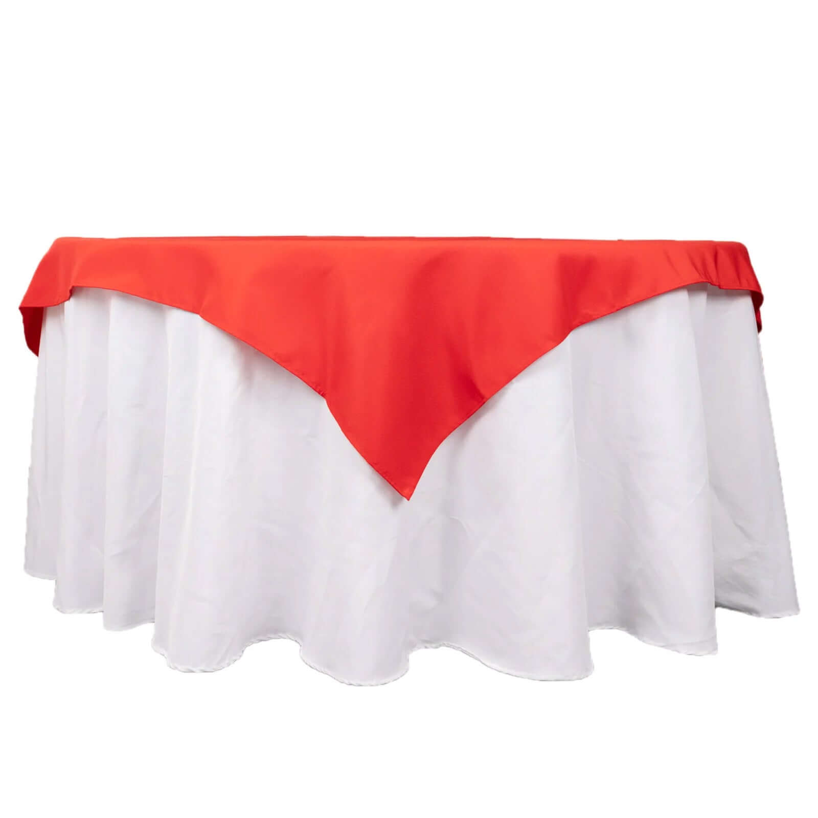 Premium Polyester 54x54 Table Overlay Square Tablecloth Red - Stain and Wrinkle-Resistant 220GSM Table Topper