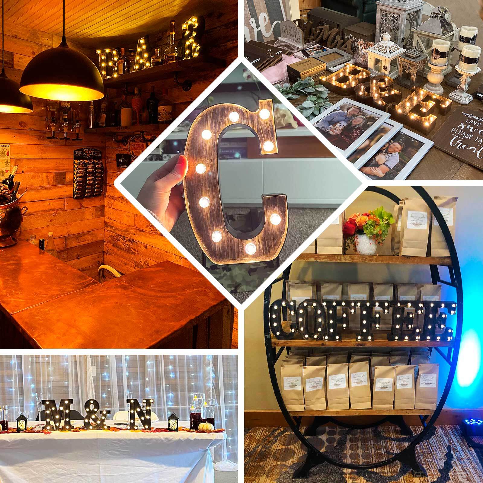 LED Marquee Letter X Industrial Style Antique Black - Light-Up Alphabet Sign for Weddings & Displays 9