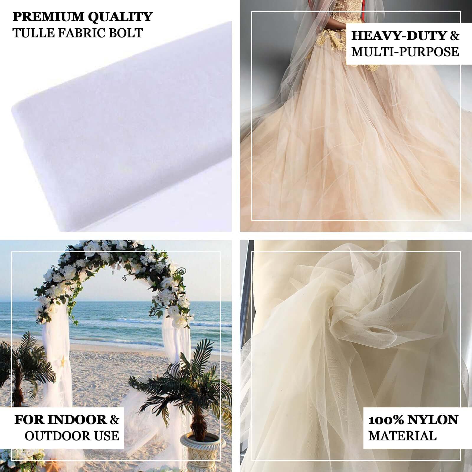 108x50 Yards Natural Tulle Fabric Bolt, DIY Craft Fabric Roll