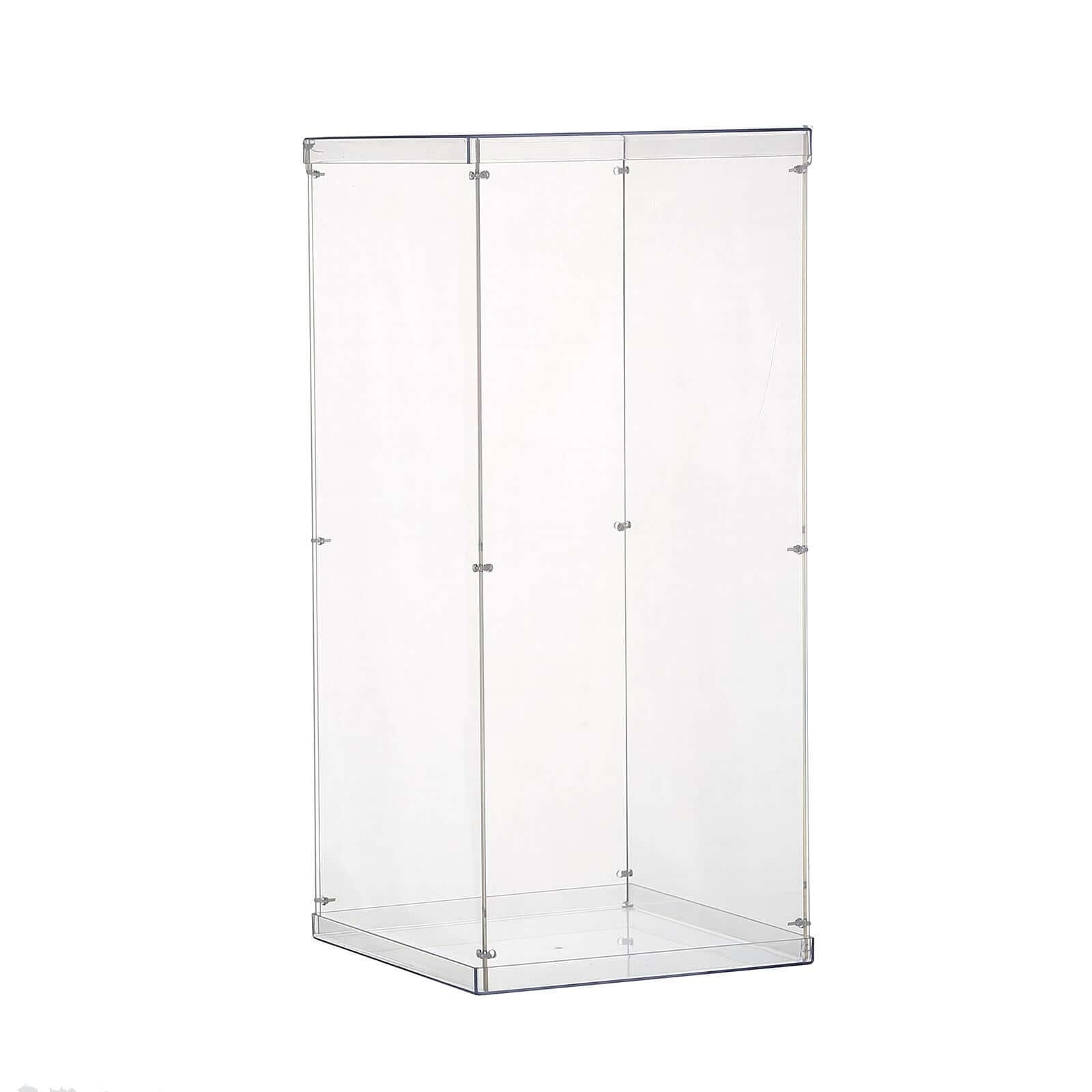 24 Clear Acrylic Display Box, Transparent Pedestal Riser with Interchangeable Lid and Base