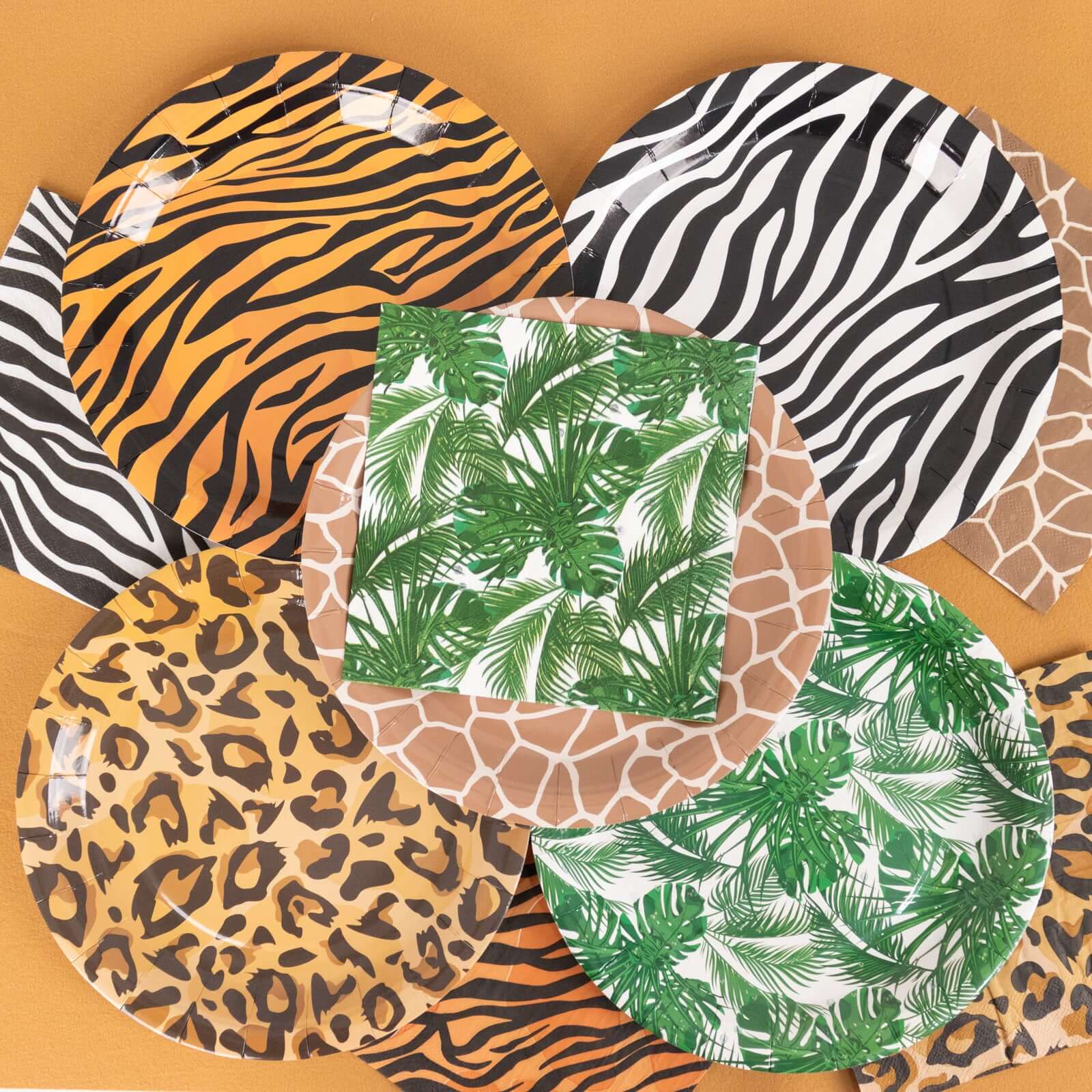 60 Pcs Paper Dinnerware Set with Animal Safari Print - Jungle Theme Party Plates and Napkins for 30 Guests