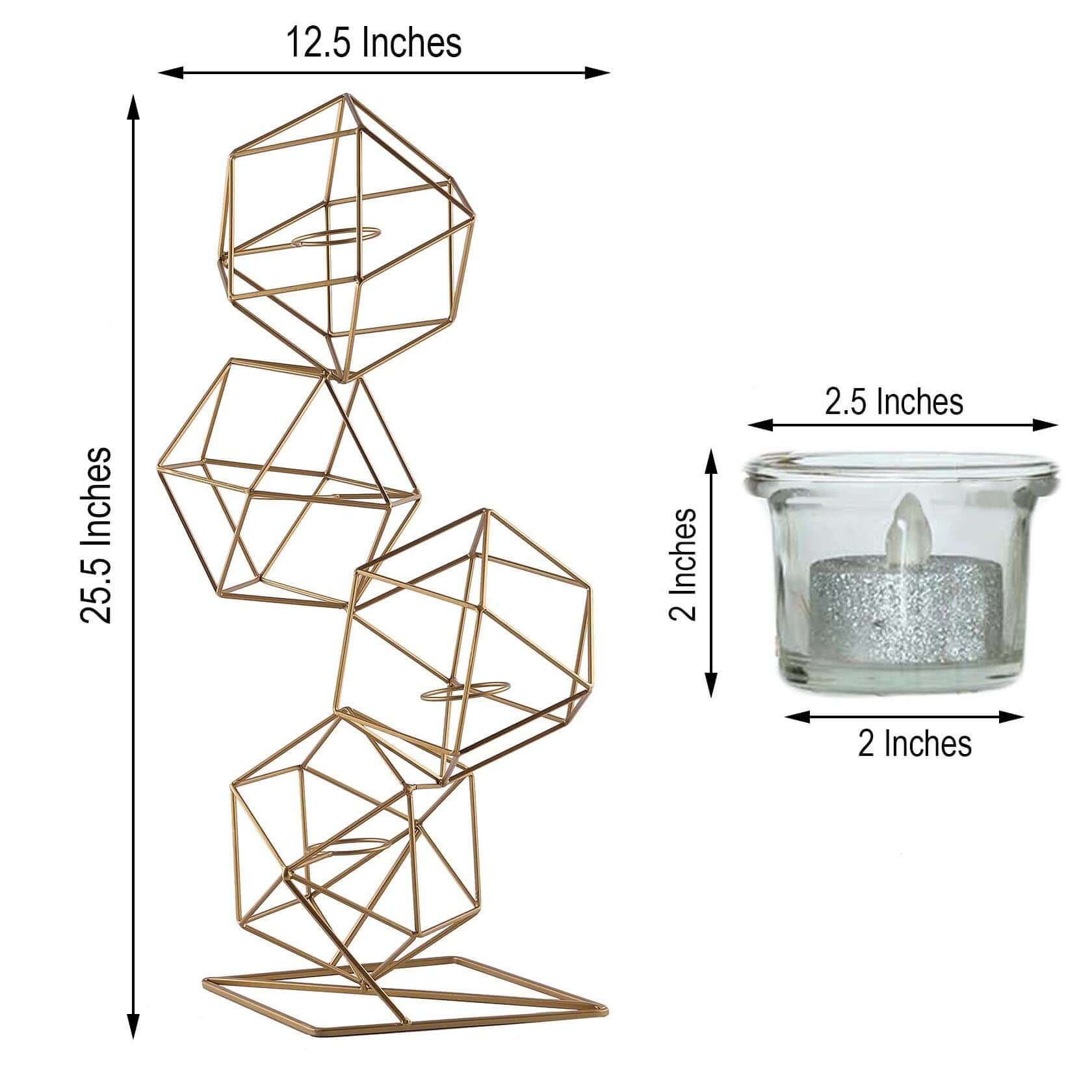 Tealight Candle Holder Metal Linked Geometric Design Gold with Votive Glass Holders - Sophisticated Decor for Tables & Gatherings 25