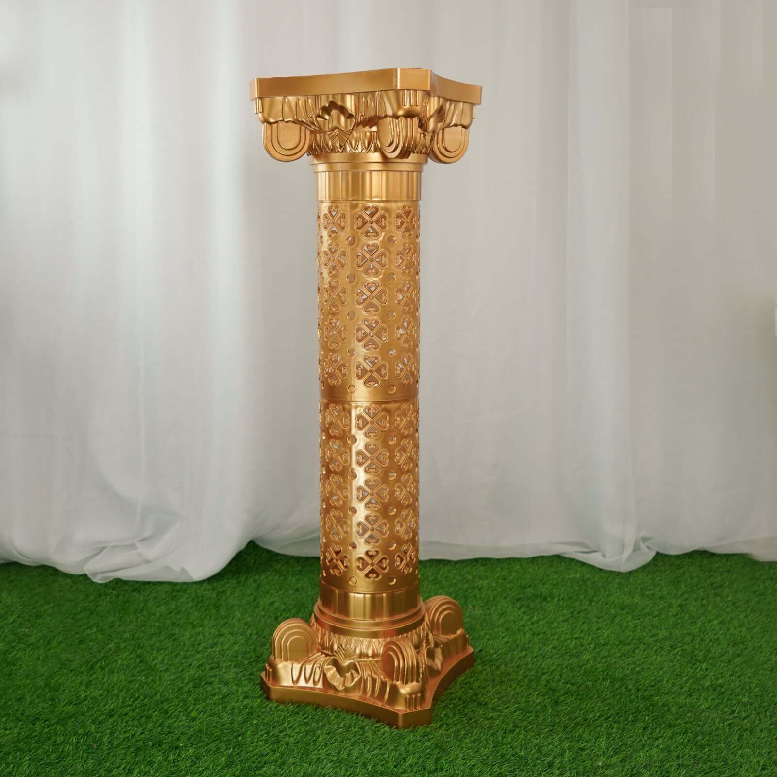 4 Pack Gold Crafted Venetian Inspired Pedestal Stand Plant Pillar - 40 Tall PVC