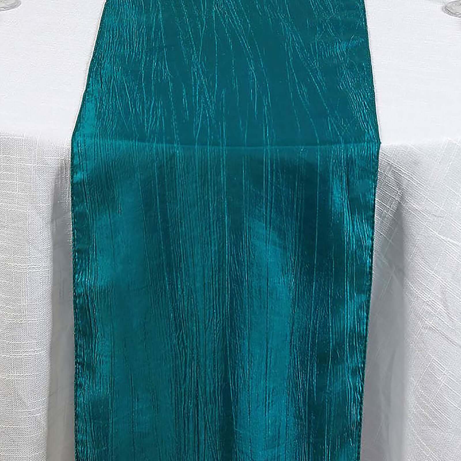 Taffeta 12x108 Table Runner Teal - Accordion Crinkle Design