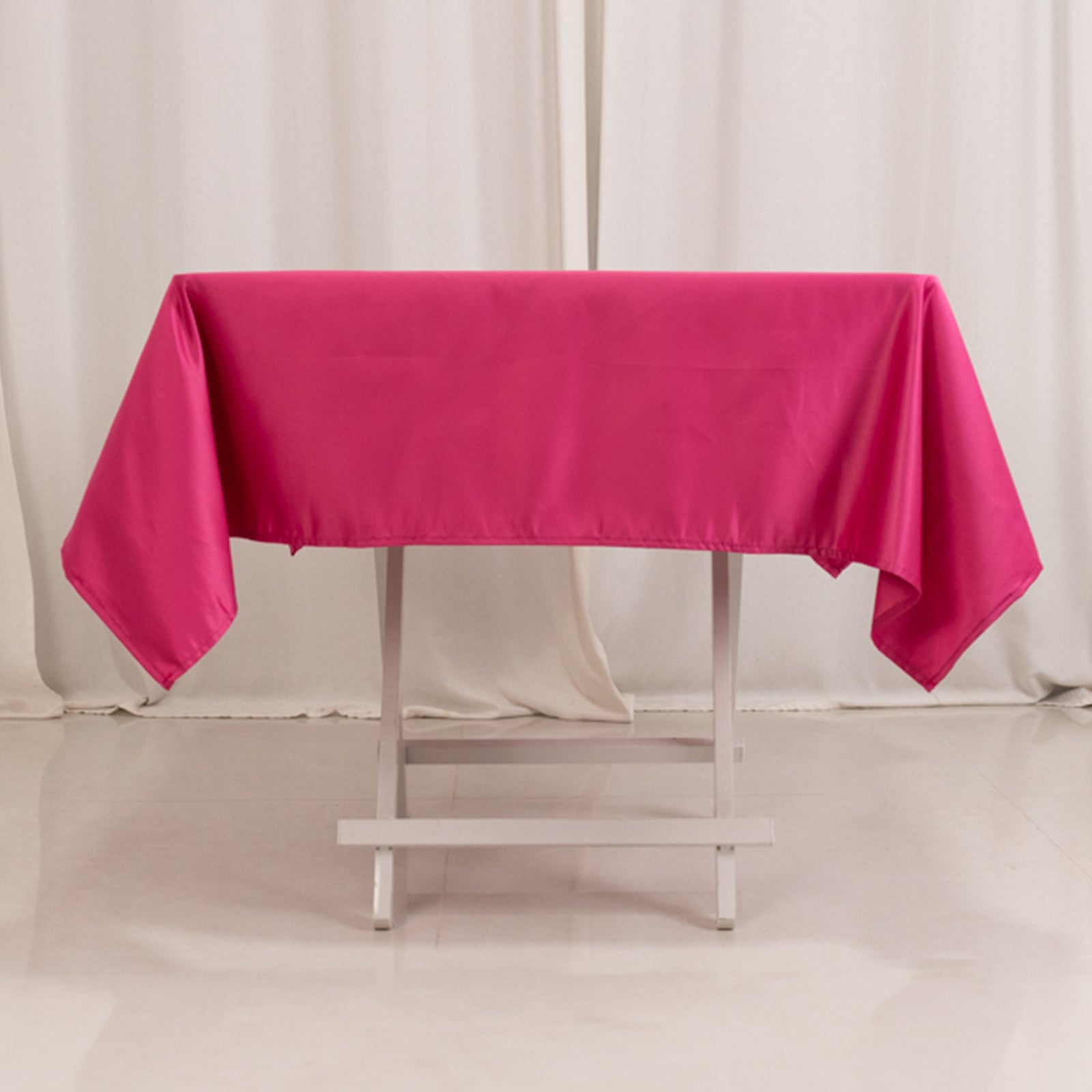 Lamour Satin 54x54 Square Tablecloth Fuchsia - Durable & Silk-Like Table Cover