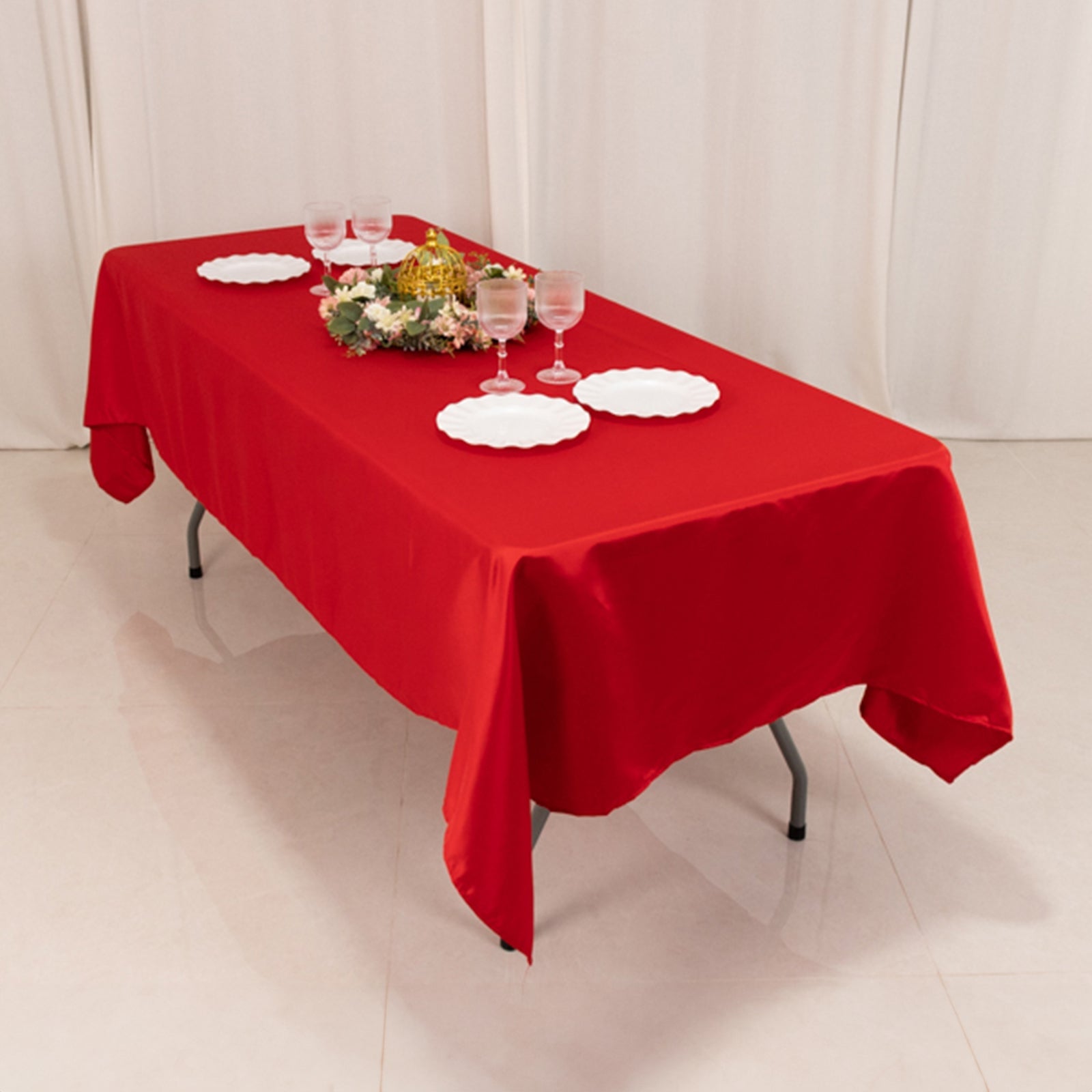 Lamour Satin 60x102 Rectangle Tablecloth Red - Durable & Silky Soft Feel Table Cover