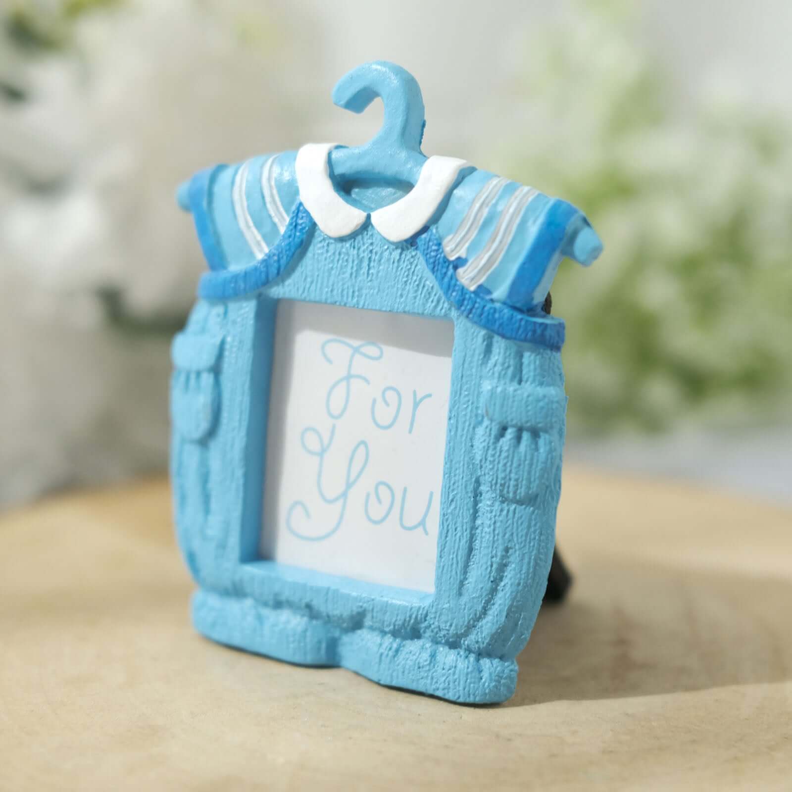 4 Pack Cute 4 Newborn Baby Boy Light Blue Clothes Resin Party Favors Picture Frame, Baby Shower Gender Reveal Party Gifts