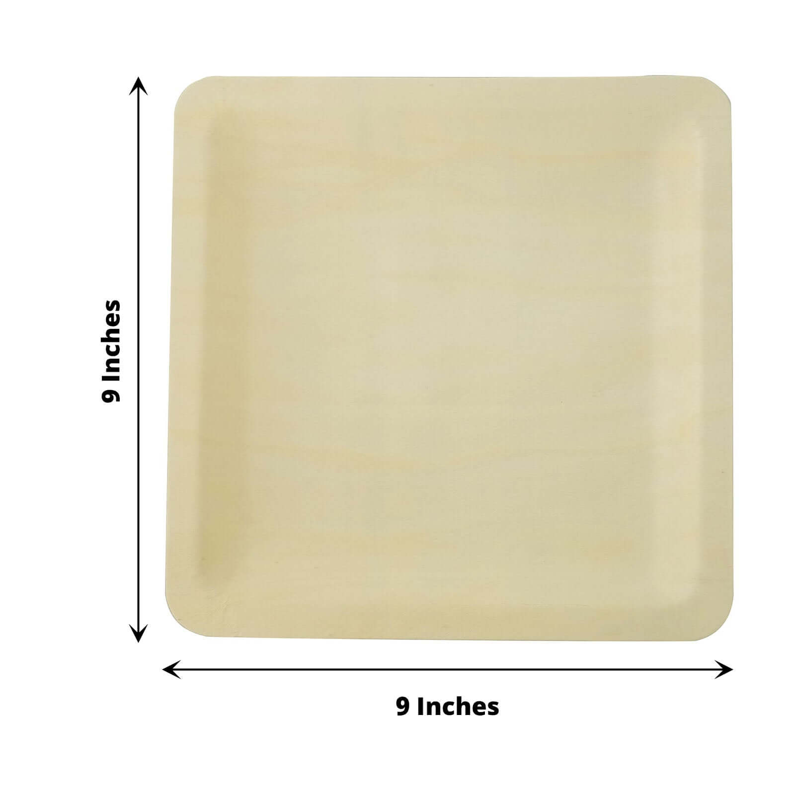 25-Pack Poplar Wood 9 Square Dinner Plates - Natural Eco Friendly Wooden Disposable Plates for Farmhouse-Style Events, Parties & Gatherings