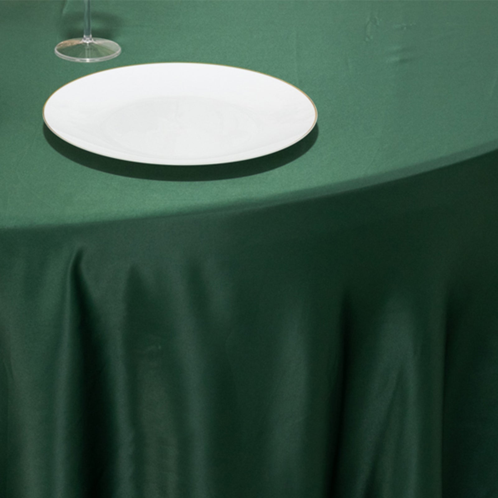 Lamour Satin 120 Round Tablecloth Hunter Emerald - Seamless Table Cover with Soft Tempered Sheen