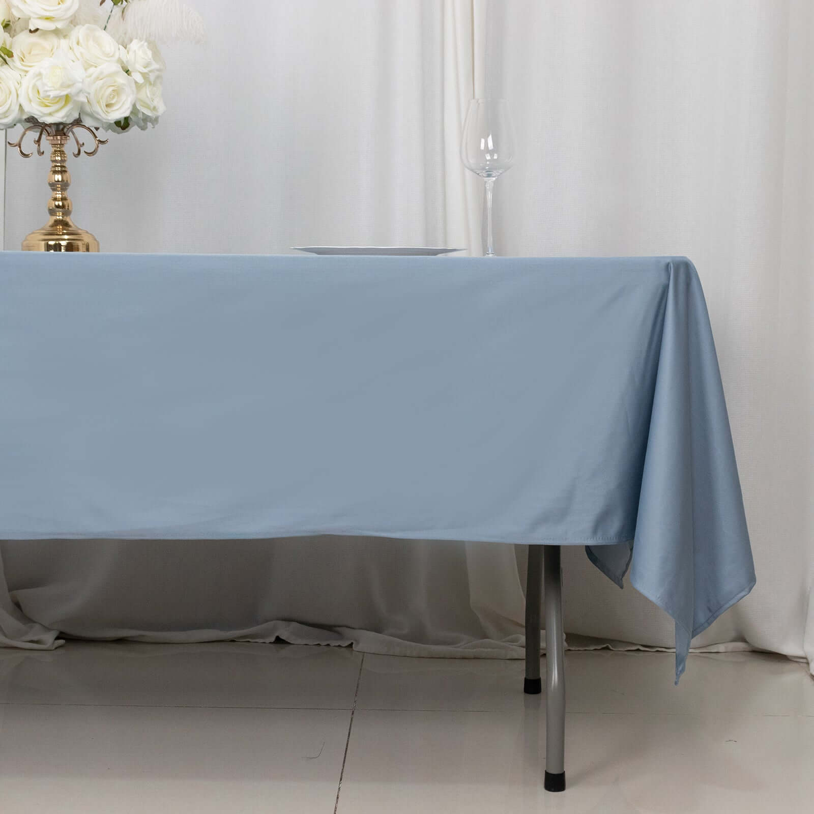 Premium Scuba Rectangular 60x102 Tablecloth Dusty Blue - Wrinkle Free & Stain Resistant Table Cover