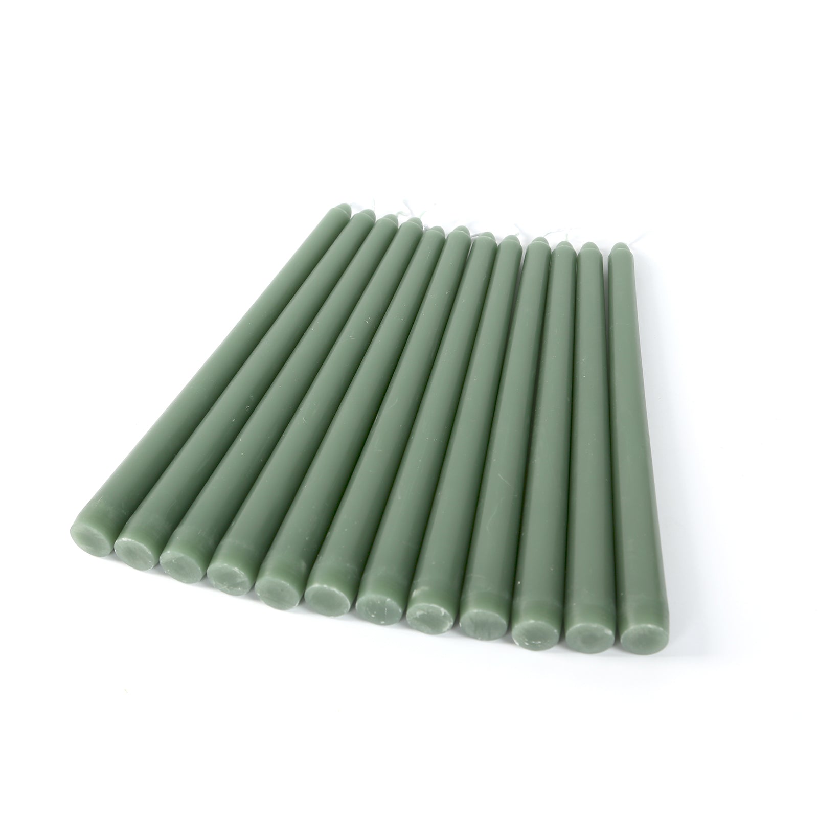 12-Pack Taper Candles Premium Wax Design Dusty Sage Green - Unscented Candles for Upscale Settings 10