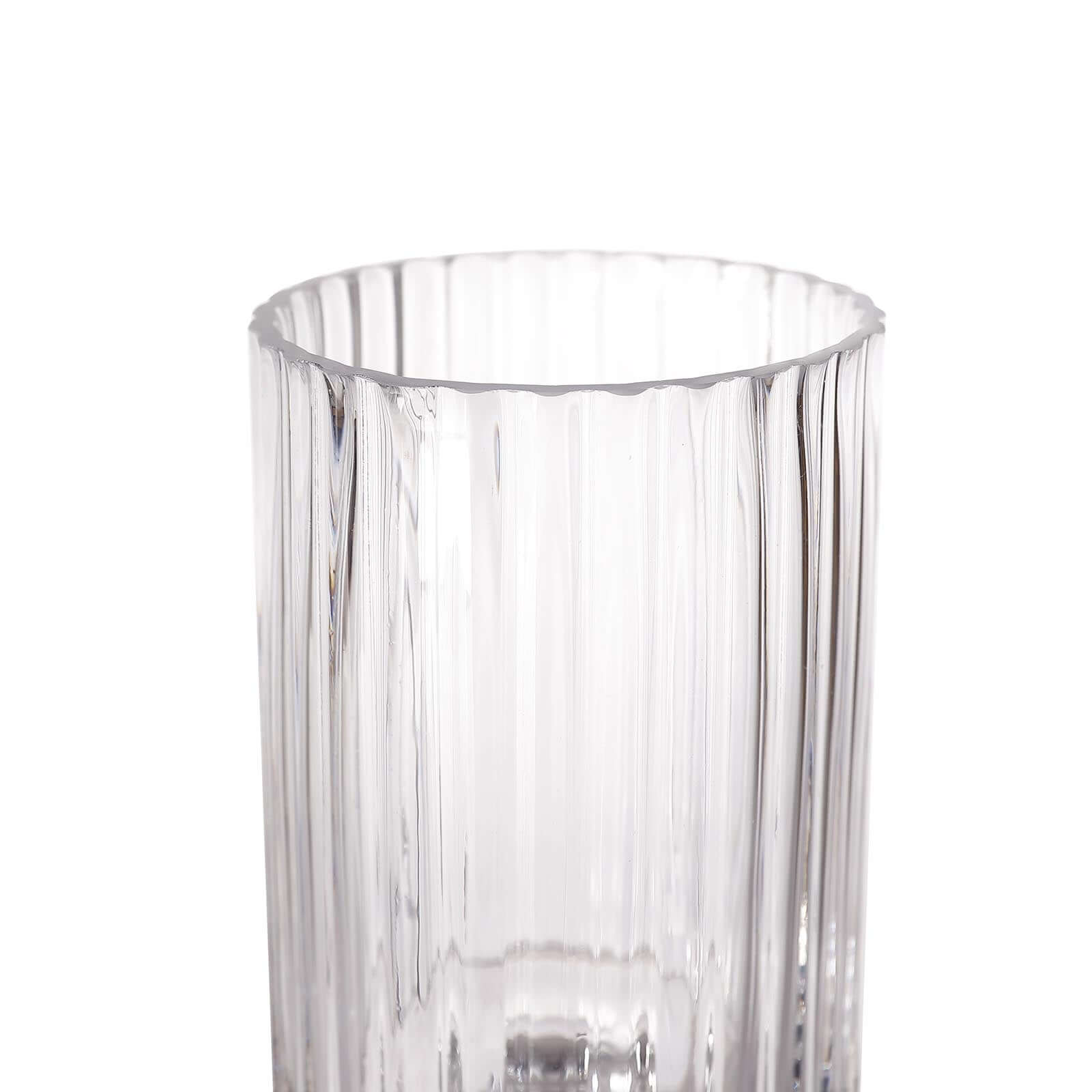 2-Pack Glass Pedestal Vases Ribbed Design Clear - Durable Votive Candle Holders for Events 9