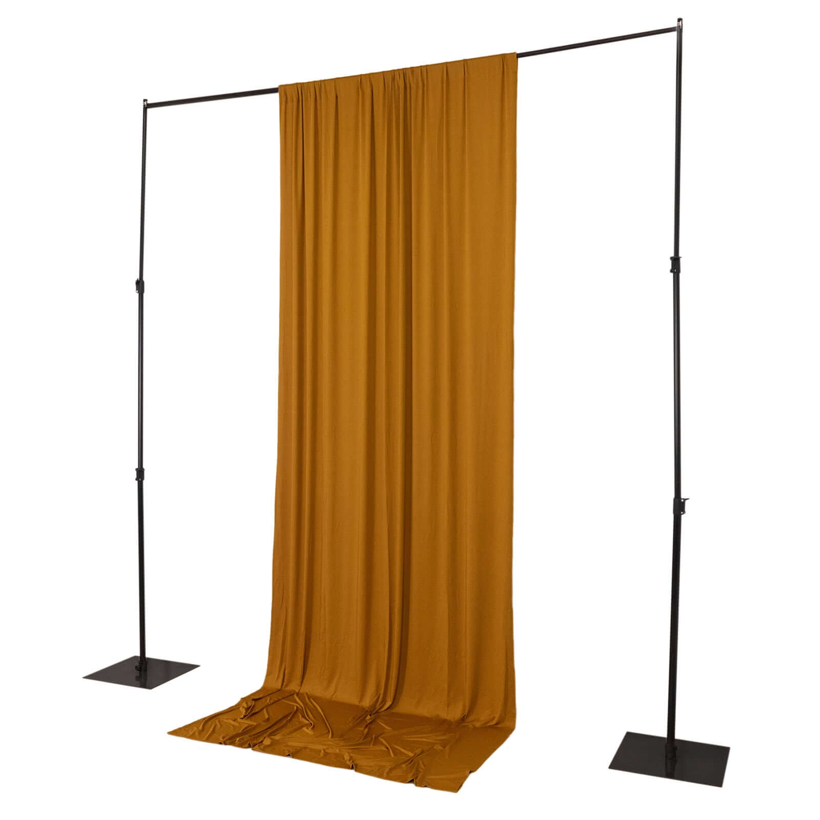 Gold 4-Way Stretch Spandex Event Curtain Drapes, Wrinkle Free Backdrop Event Panel with Rod Pockets - 5ftx12ft