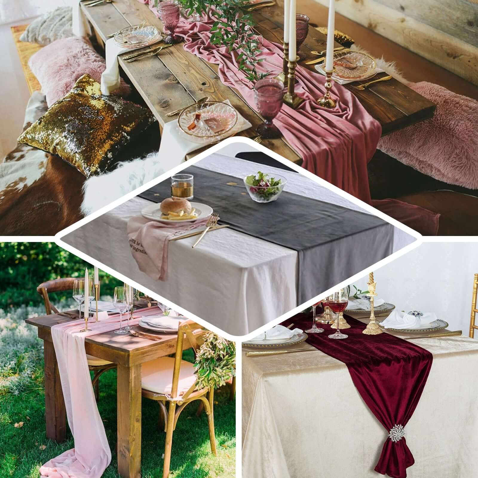 Premium Velvet 12x108 Table Runner Mauve - Sheen Finish Reusable Table Decor