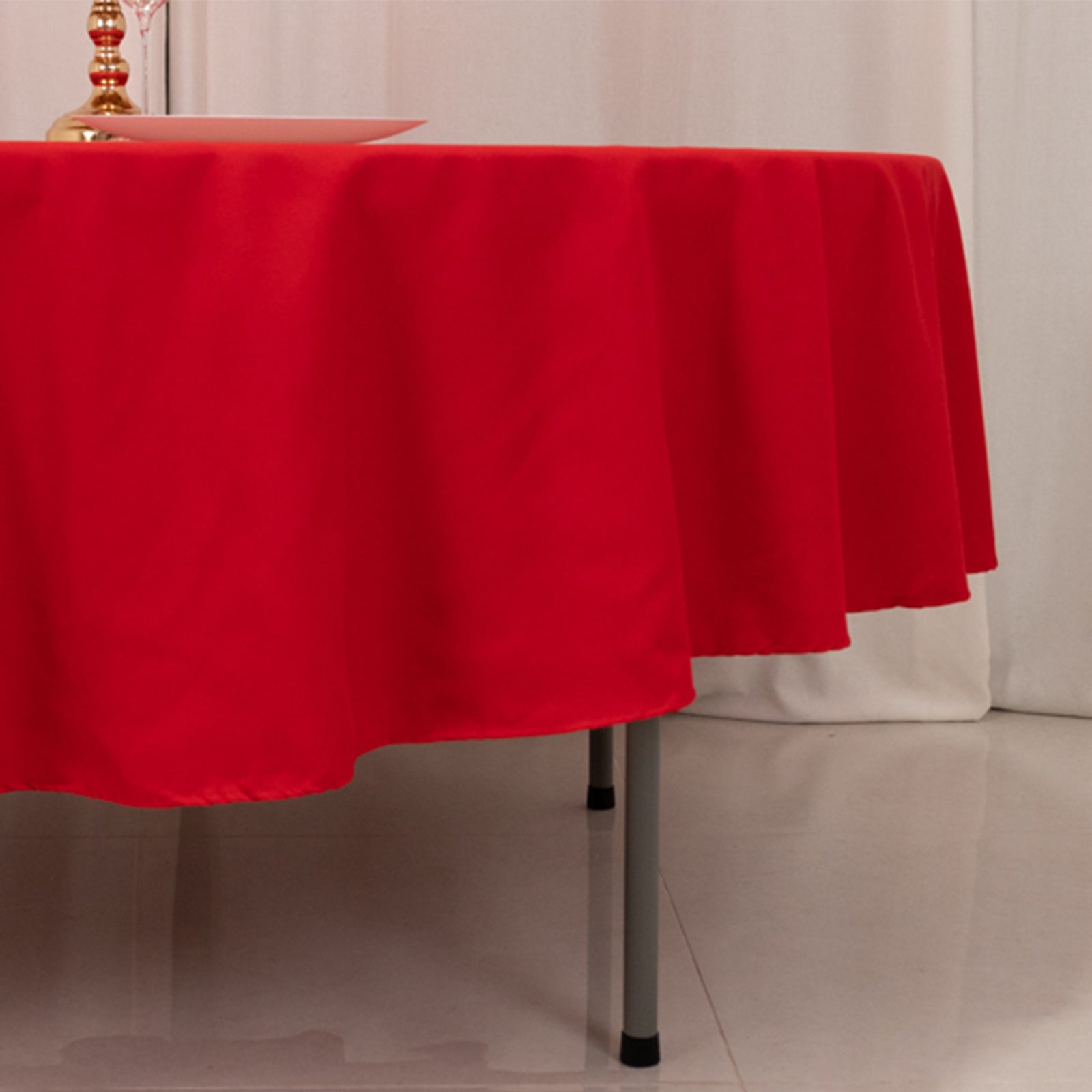 Cotton Blend 90 Round Tablecloth Red - Wrinkle-Resistant Table Cover