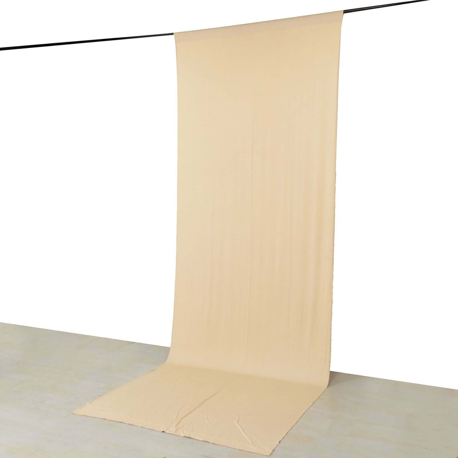 Beige 4-Way Stretch Spandex Event Curtain Drapes, Wrinkle Free Backdrop Event Panel with Rod Pockets - 5ftx14ft