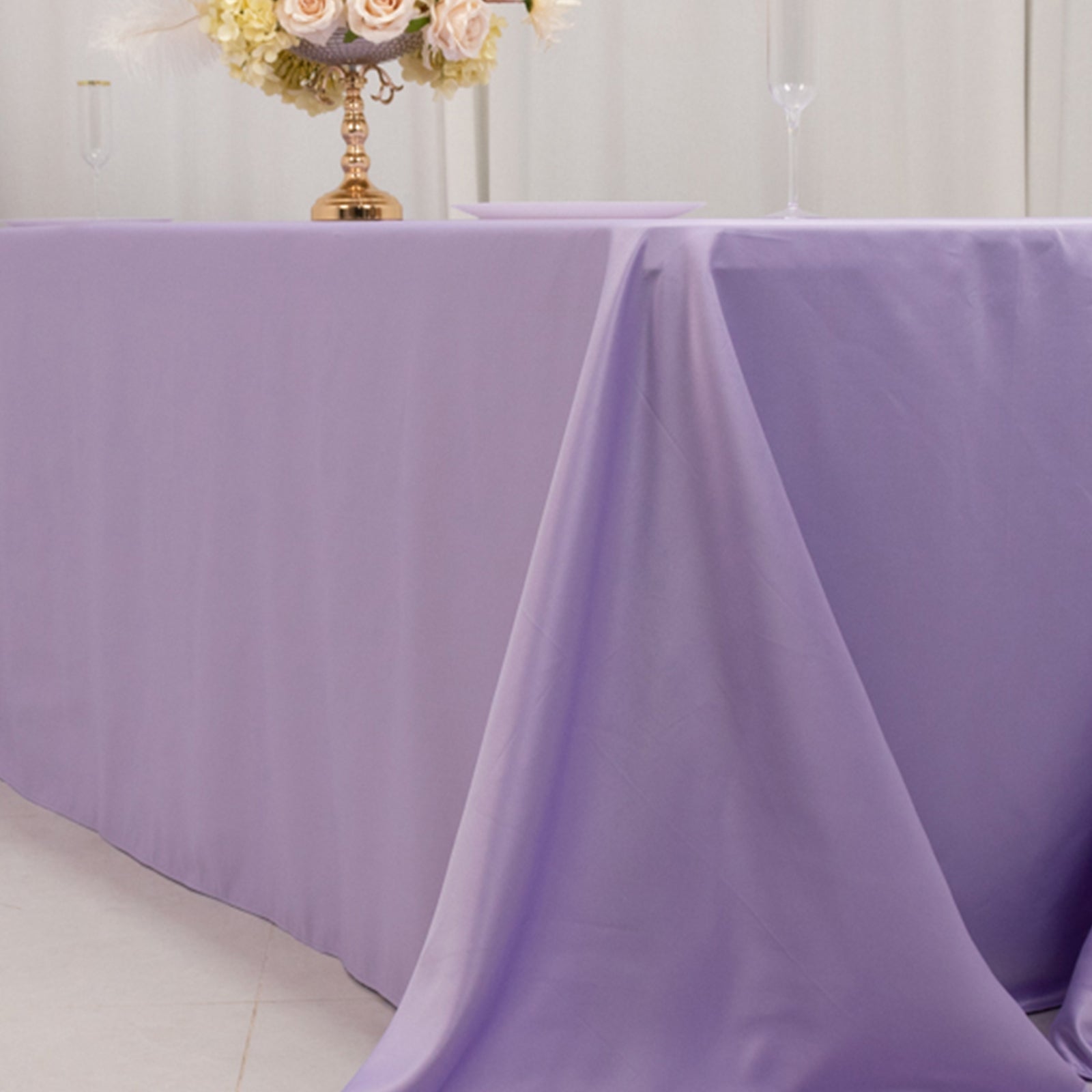 Lamour Satin 90x156 Rectangle Tablecloth Lavender Lilac - Luxurious, Soft Seamless Table Cover