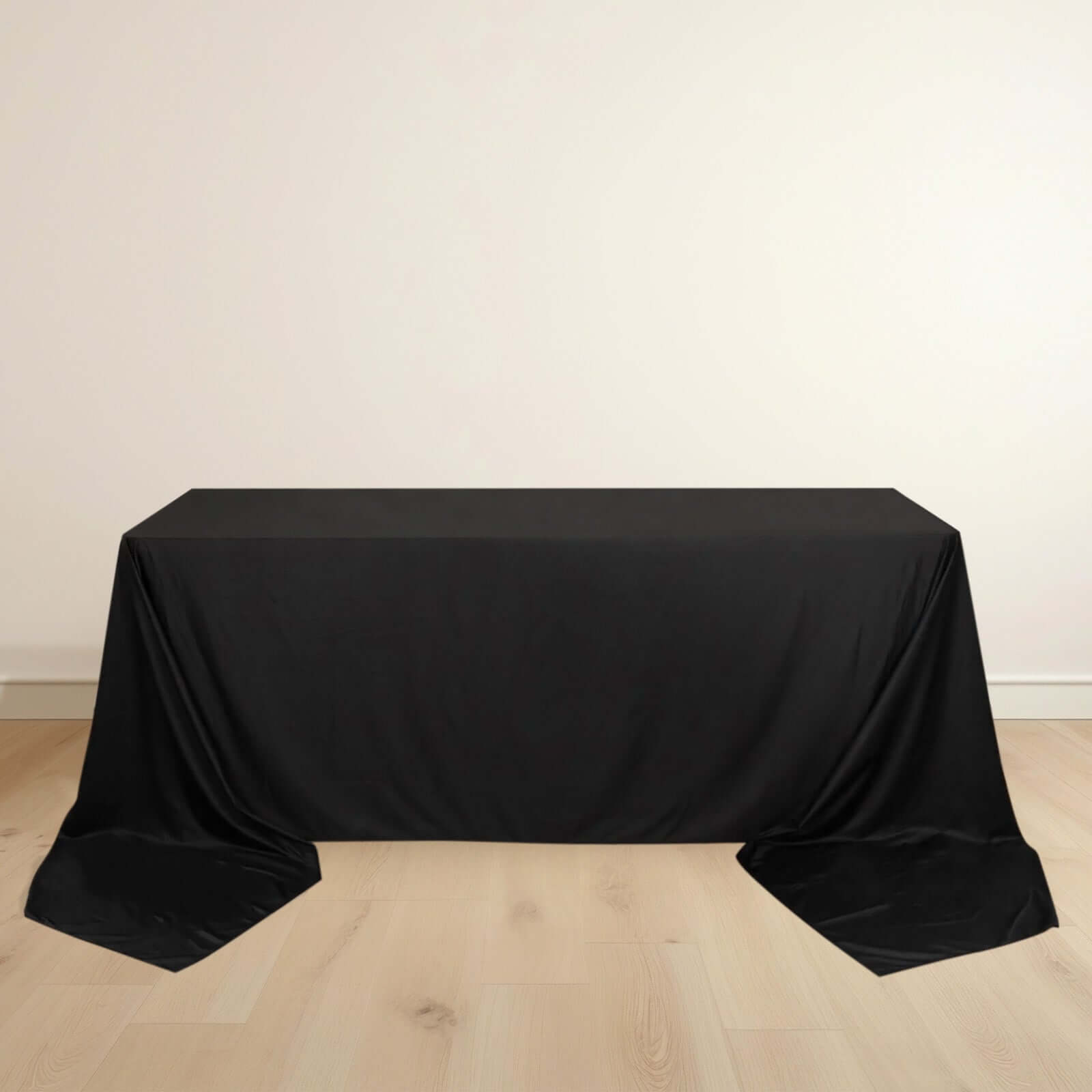 Premium Scuba Rectangular 90x156 Tablecloth Black - Wrinkle Free, Stain Resistant & Seamless Table Cover for Weddings and Parties