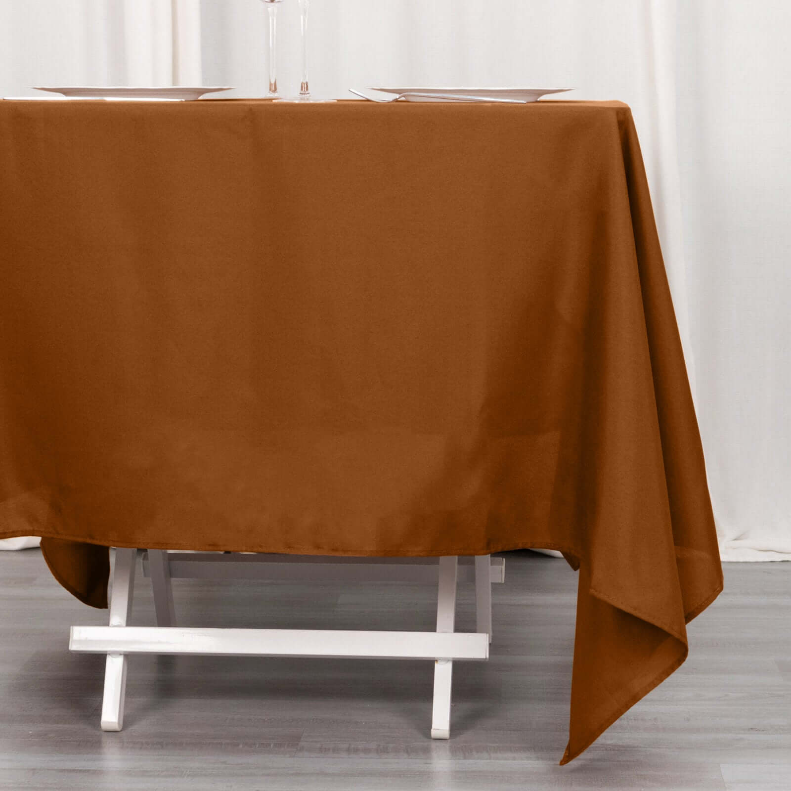 Polyester Square 70x70 Tablecloth Cinnamon Brown - Wrinkle-Resistant & Durable Table Cover