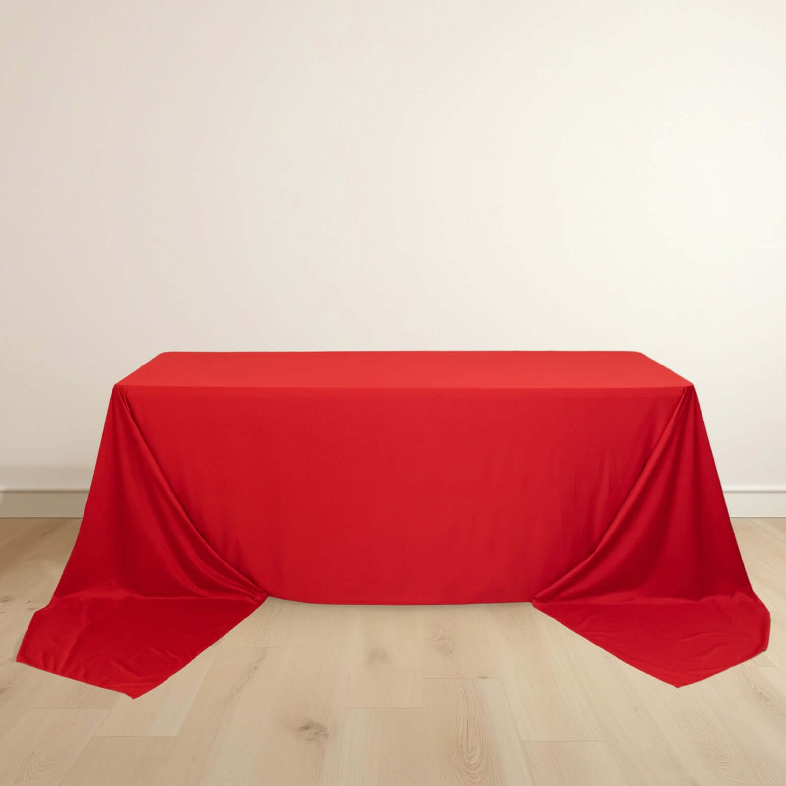 Premium Scuba Rectangular 90x156 Tablecloth Red - Wrinkle Free, Stain Resistant & Seamless Table Cover