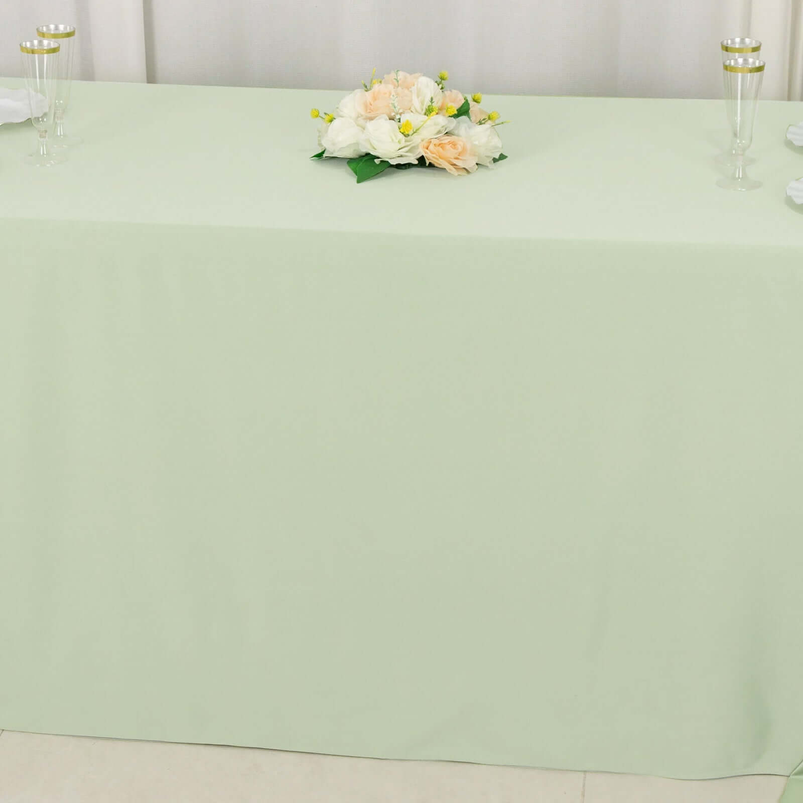 Premium Scuba Rectangular 90x156 Tablecloth Sage Green - Wrinkle Free, Stain Resistant & Seamless Table Cover