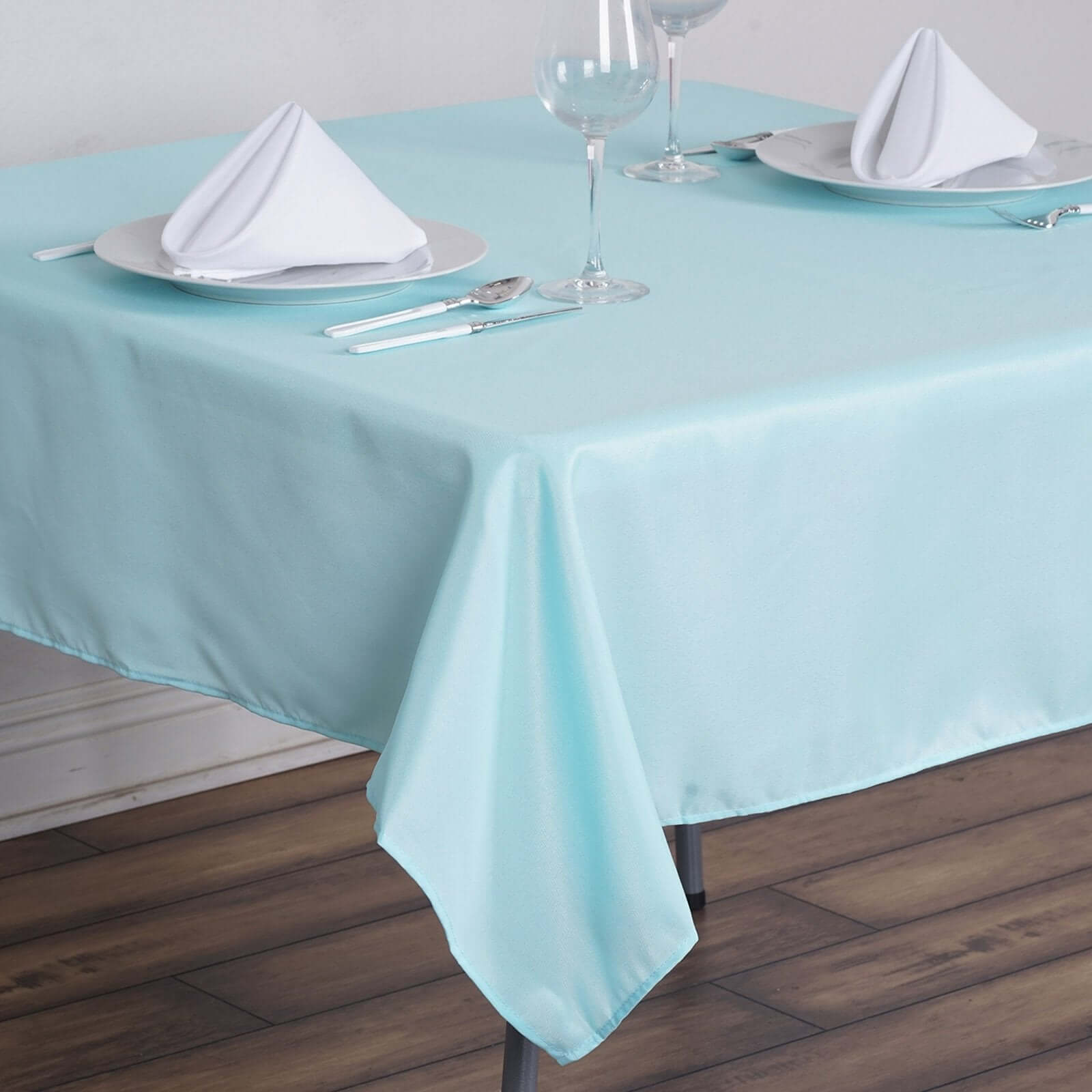 Polyester 54x54 Table Overlay Square Tablecloth Light Blue - Wrinkle-Resistant & Durable Table Cover