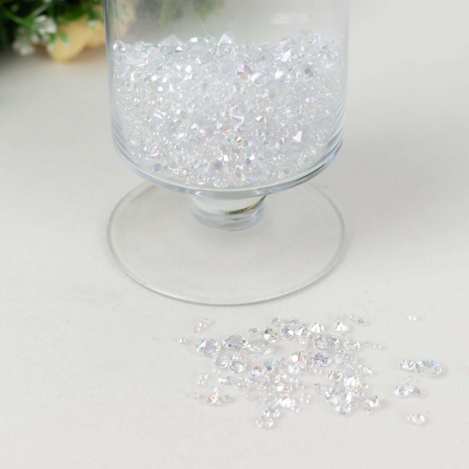 4000 Pcs Acrylic Diamond Vase Fillers Iridescent - Lustrous DIY Beads & Table Scatters for Wedding Decor 3mm, 6mm, 10mm