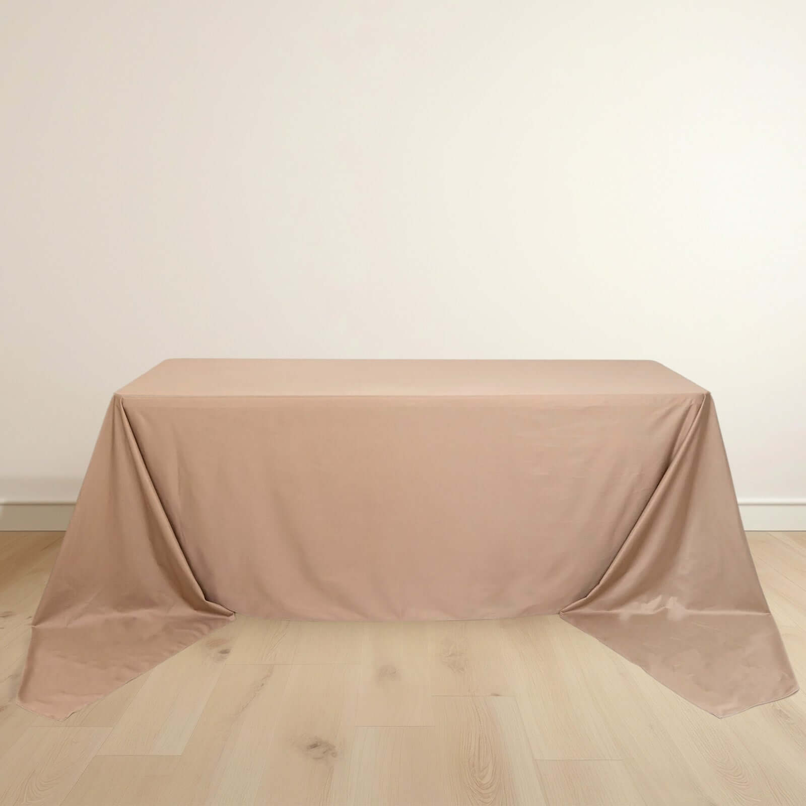 Premium Scuba Rectangular 90x156 Tablecloth Nude - Wrinkle Free, Stain Resistant & Seamless Table Cover