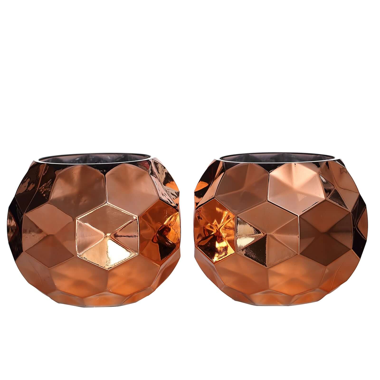 2-Pack Mercury Glass Vases Honeycomb Design Rose Gold - Stylish Geometric Wedding Centerpieces 6