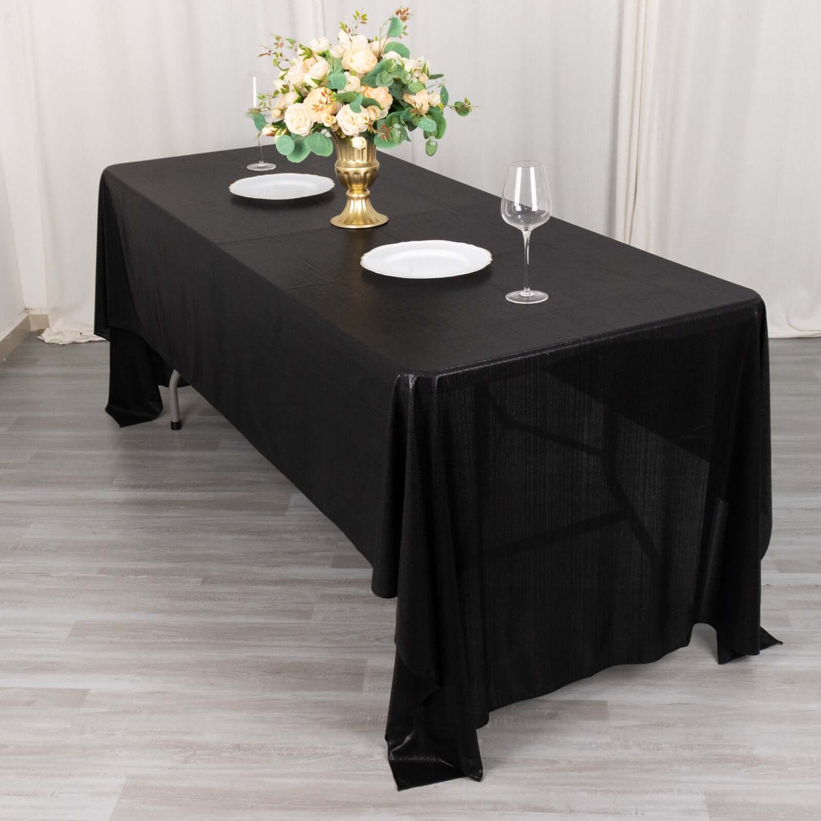 Sequin Dots Polyester 60x126 Rectangle Tablecloth Shimmering Black - Wrinkle Free & Sparkling Table Cover